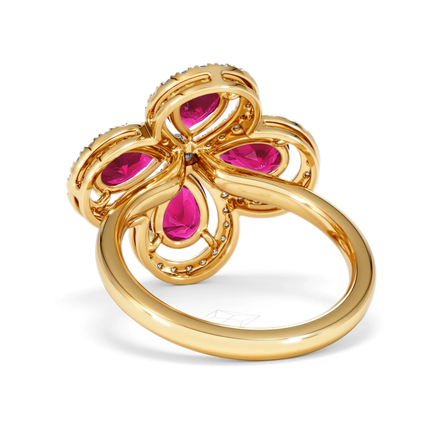 Bloom 3.30ct Lab Ruby and Lab Diamond Ring in 18K Yellow Gold - Image 53
