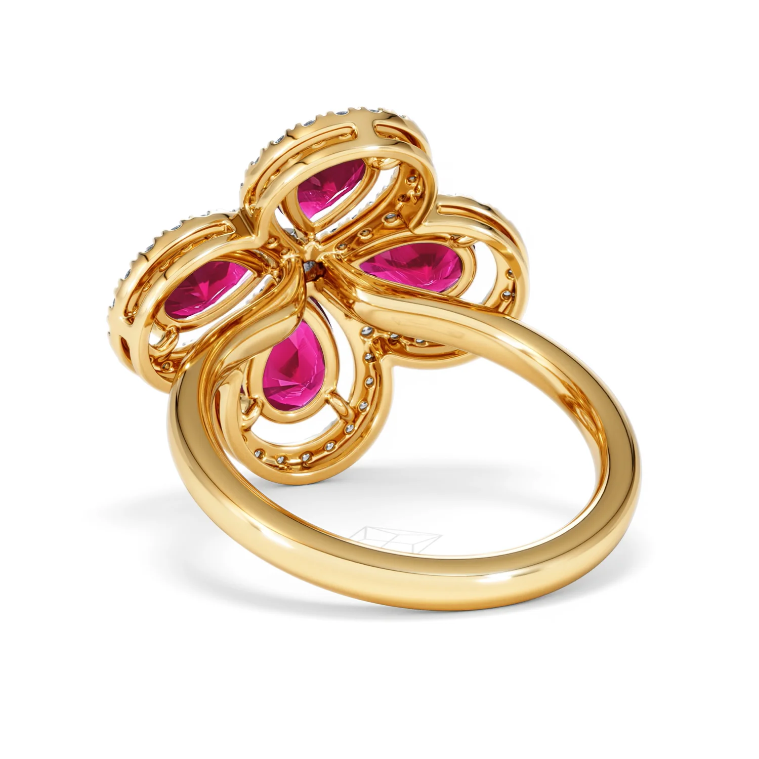 Bloom 3.30ct Lab Ruby and Lab Diamond Ring in 18K Yellow Gold - Image 54