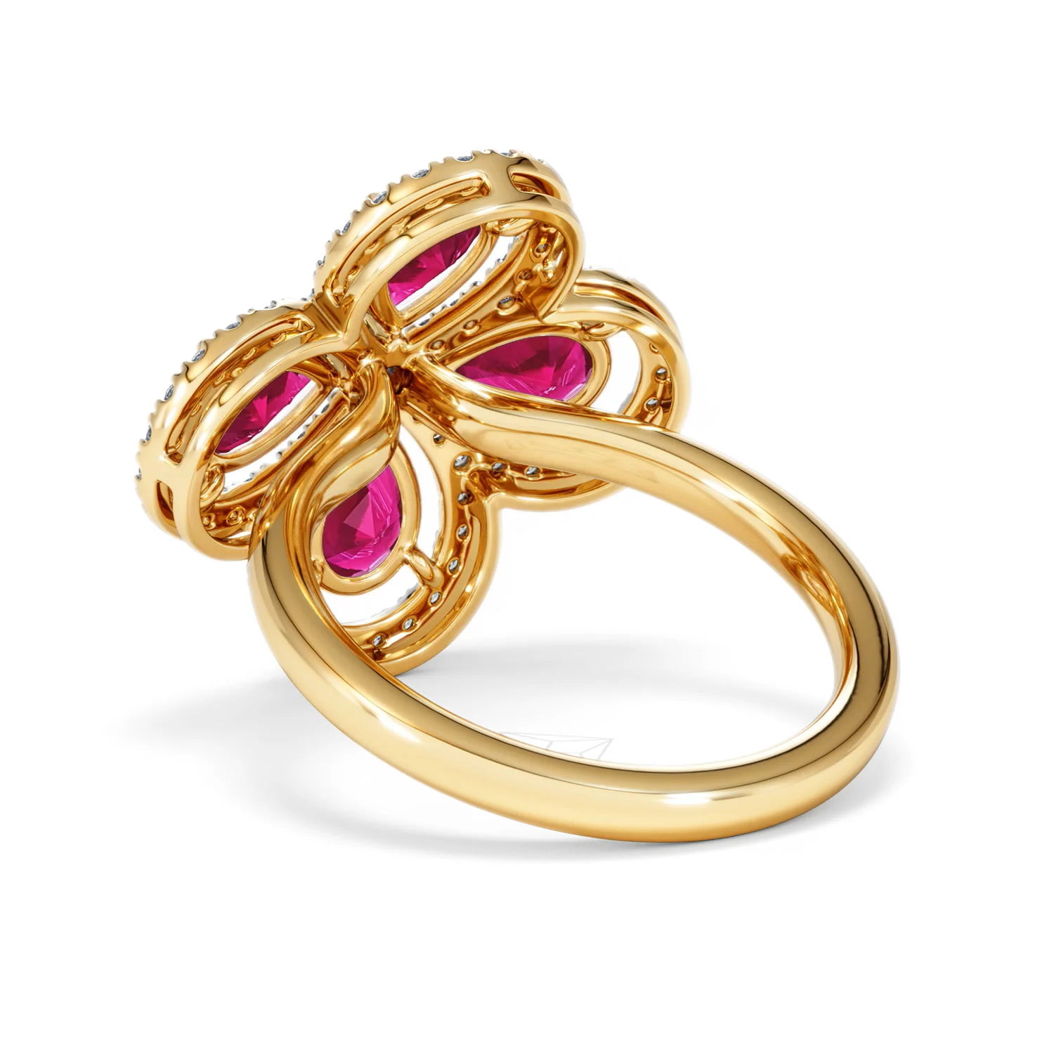 Bloom 3.30ct Lab Ruby and Lab Diamond Ring in 18K Yellow Gold - Image 56