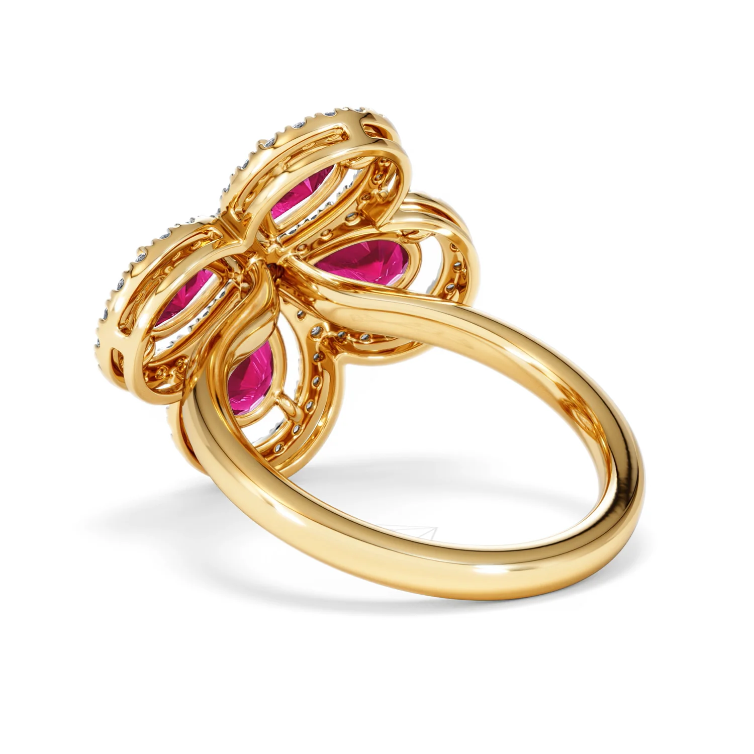 Bloom 3.30ct Lab Ruby and Lab Diamond Ring in 18K Yellow Gold - Image 57
