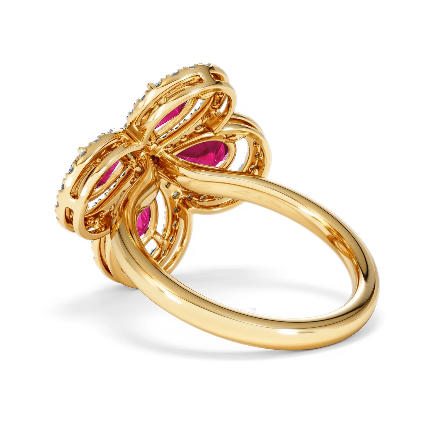 Bloom 3.30ct Lab Ruby and Lab Diamond Ring in 18K Yellow Gold - Image 58