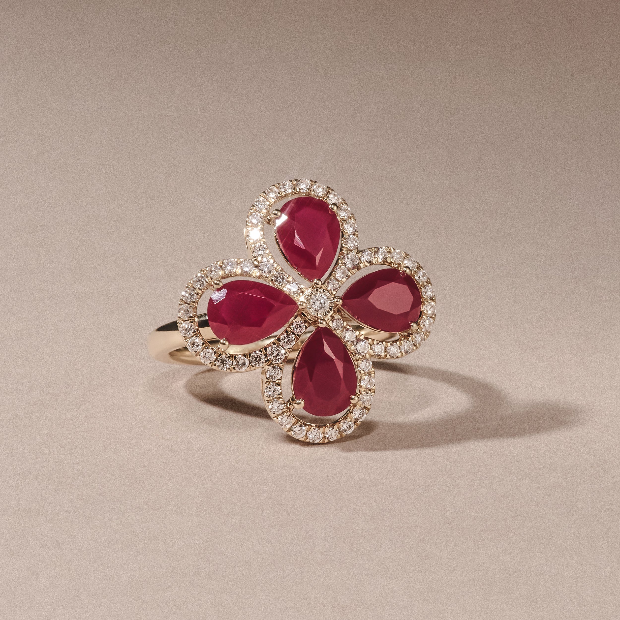 Bloom 3.30ct Lab Ruby and Lab Diamond Ring in 18K Yellow Gold - Image 6