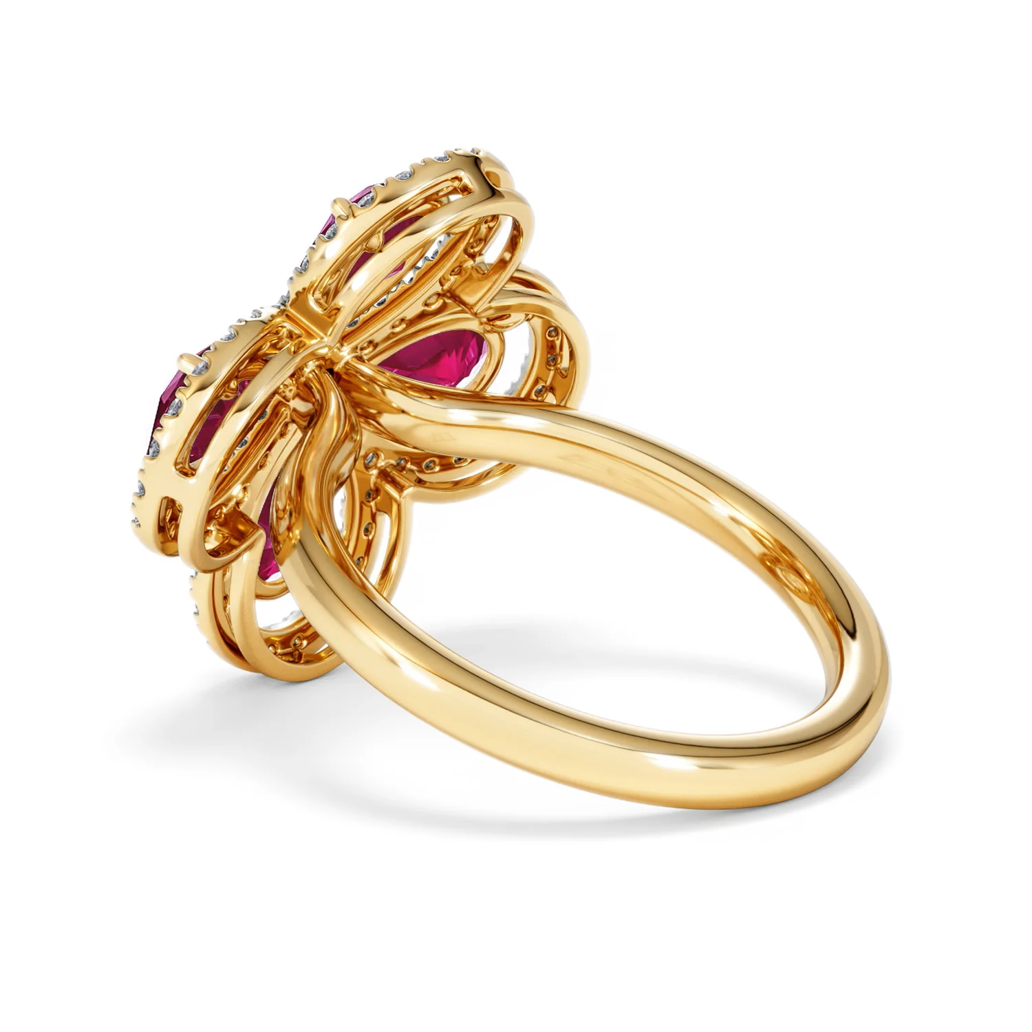 Bloom 3.30ct Lab Ruby and Lab Diamond Ring in 18K Yellow Gold - Image 60