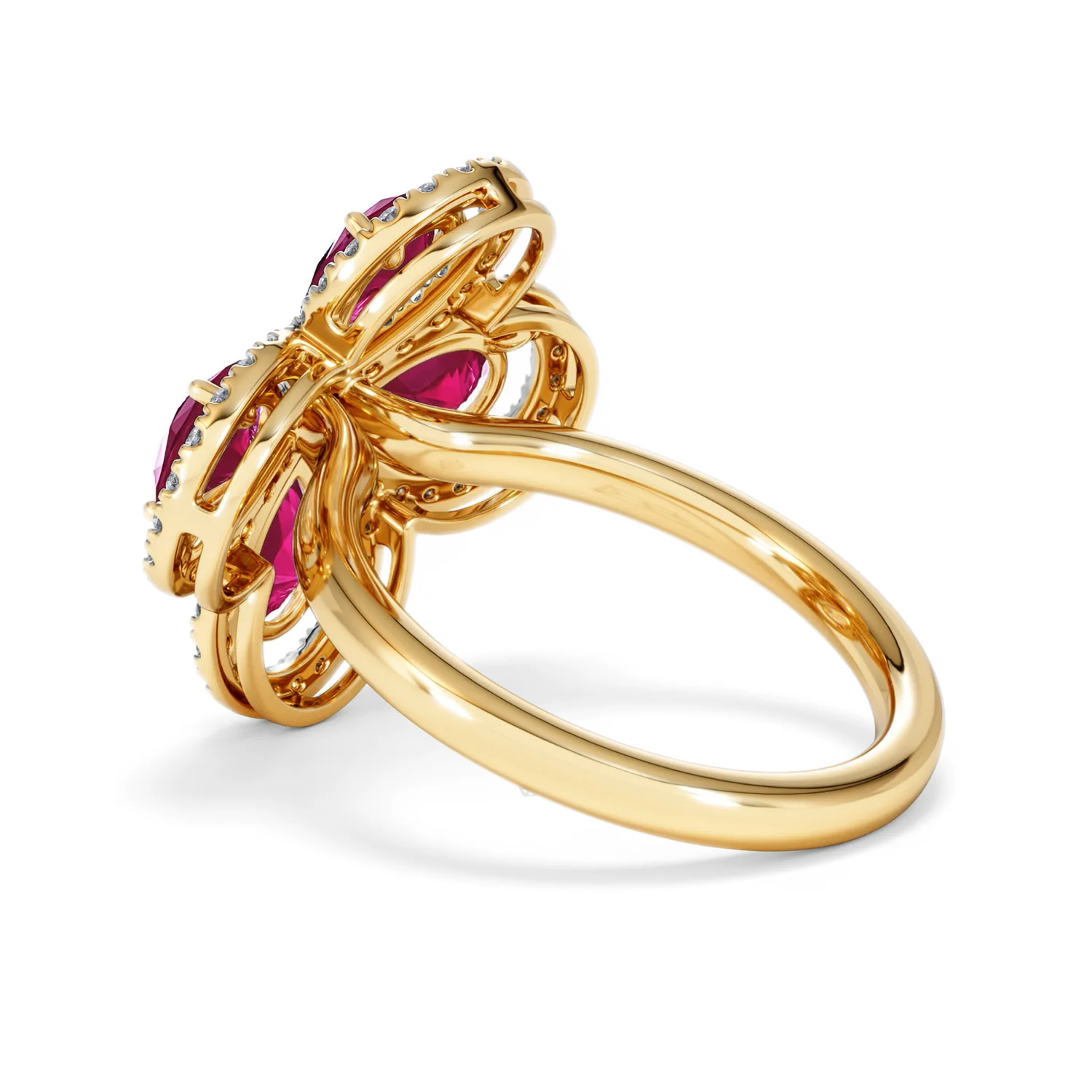 Bloom 3.30ct Lab Ruby and Lab Diamond Ring in 18K Yellow Gold - Image 61