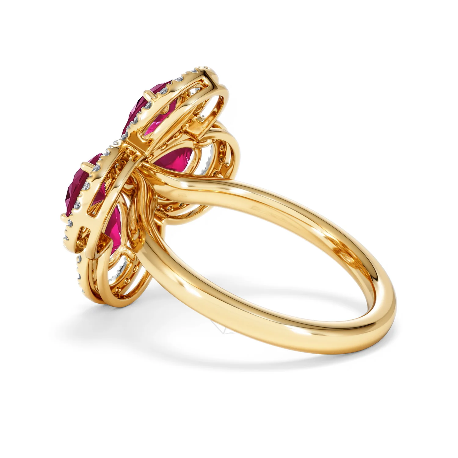Bloom 3.30ct Lab Ruby and Lab Diamond Ring in 18K Yellow Gold - Image 62