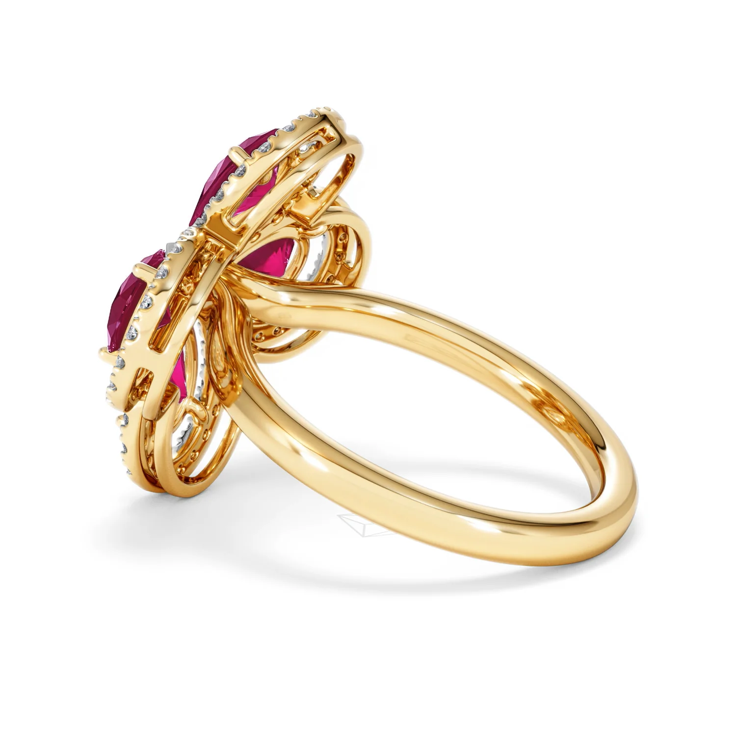 Bloom 3.30ct Lab Ruby and Lab Diamond Ring in 18K Yellow Gold - Image 63