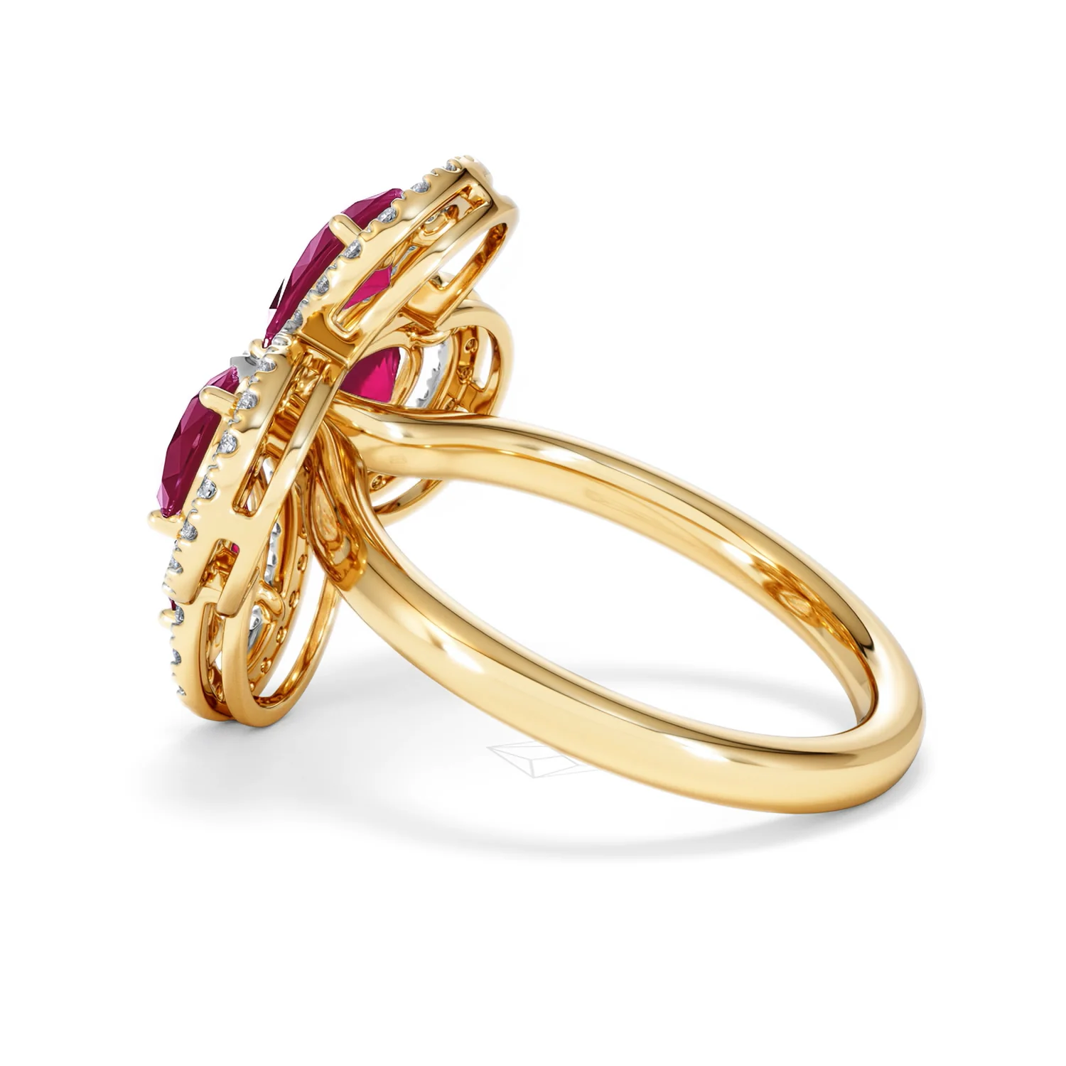 Bloom 3.30ct Lab Ruby and Lab Diamond Ring in 18K Yellow Gold - Image 64