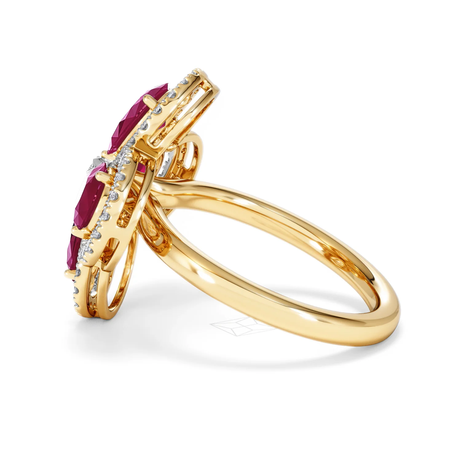 Bloom 3.30ct Lab Ruby and Lab Diamond Ring in 18K Yellow Gold - Image 66