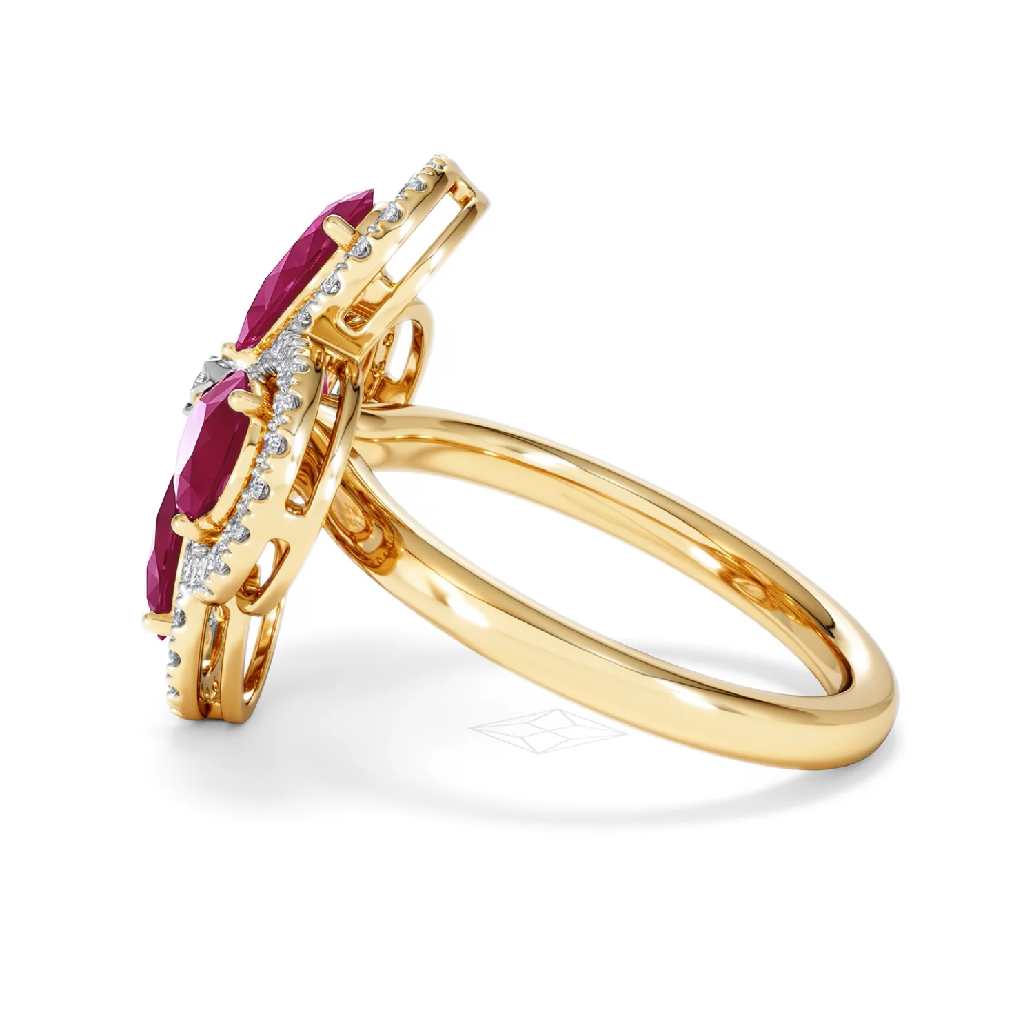 Bloom 3.30ct Lab Ruby and Lab Diamond Ring in 18K Yellow Gold - Image 67