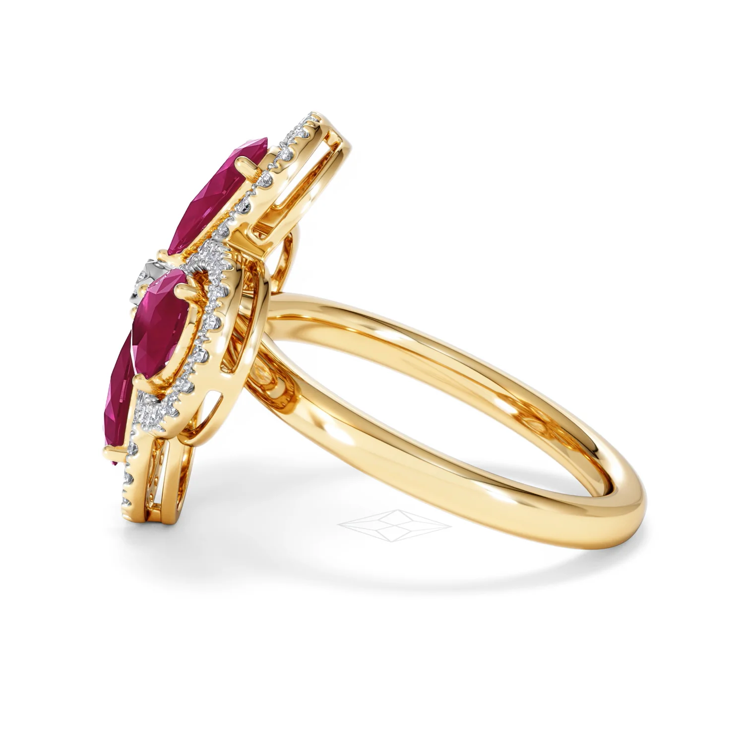 Bloom 3.30ct Lab Ruby and Lab Diamond Ring in 18K Yellow Gold - Image 68
