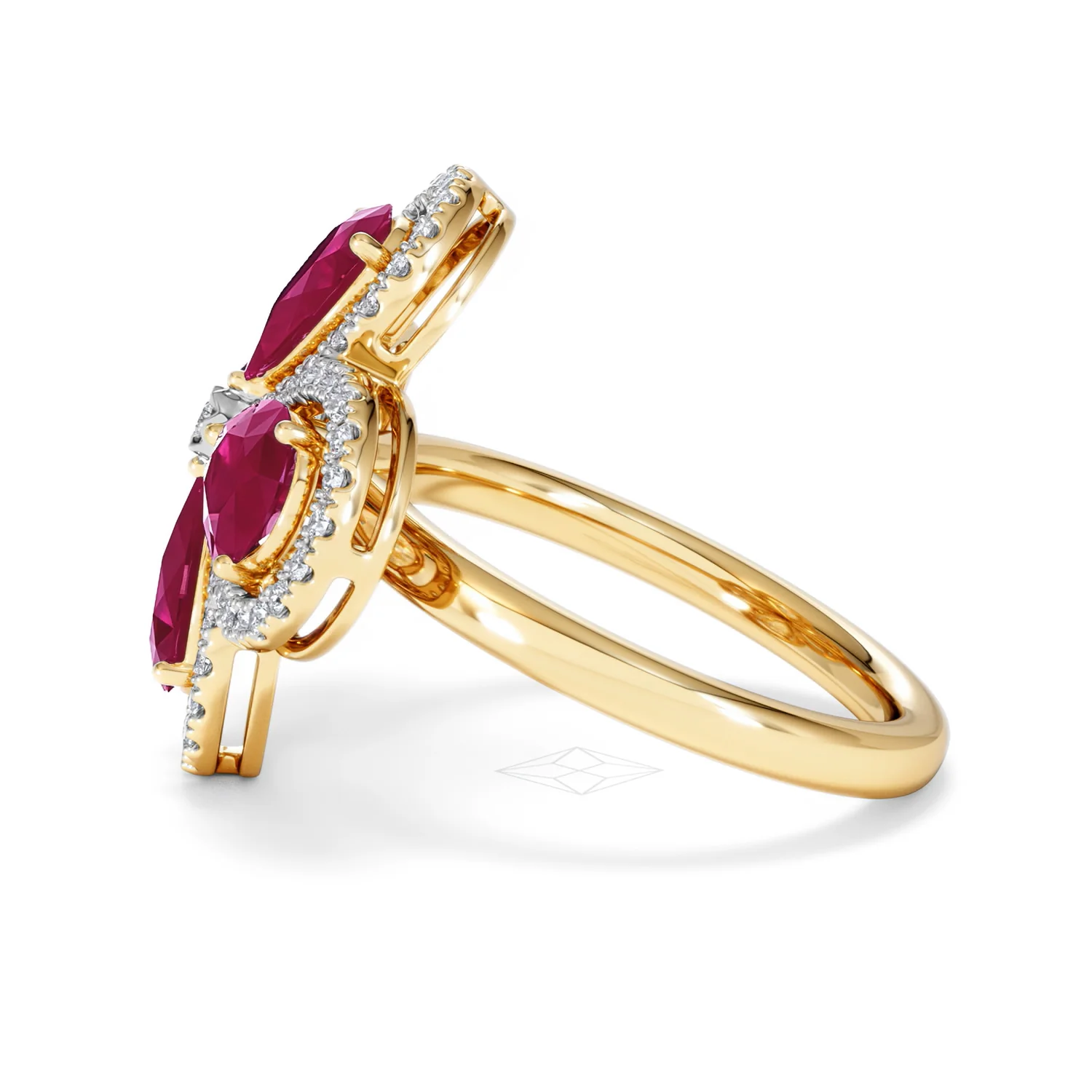 Bloom 3.30ct Lab Ruby and Lab Diamond Ring in 18K Yellow Gold - Image 69