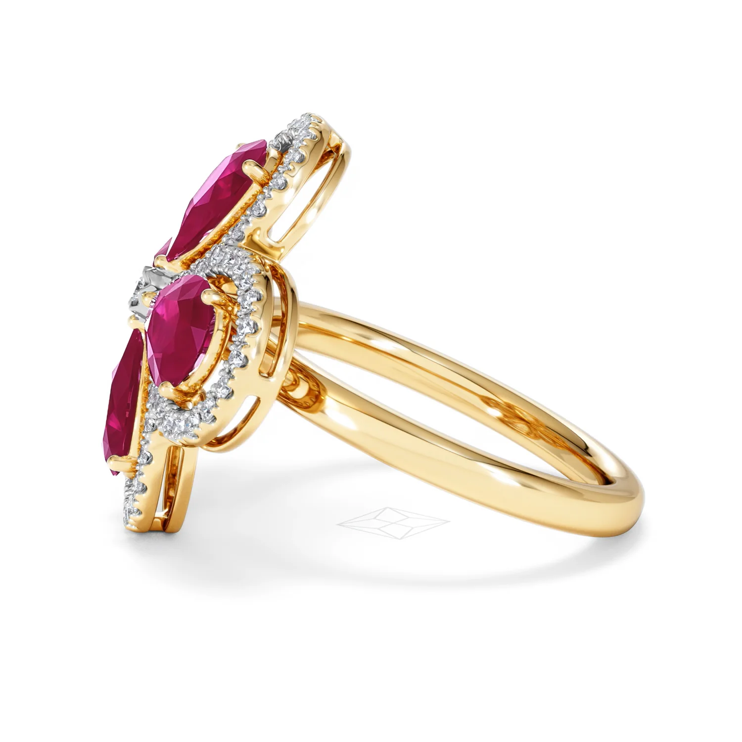 Bloom 3.30ct Lab Ruby and Lab Diamond Ring in 18K Yellow Gold - Image 70