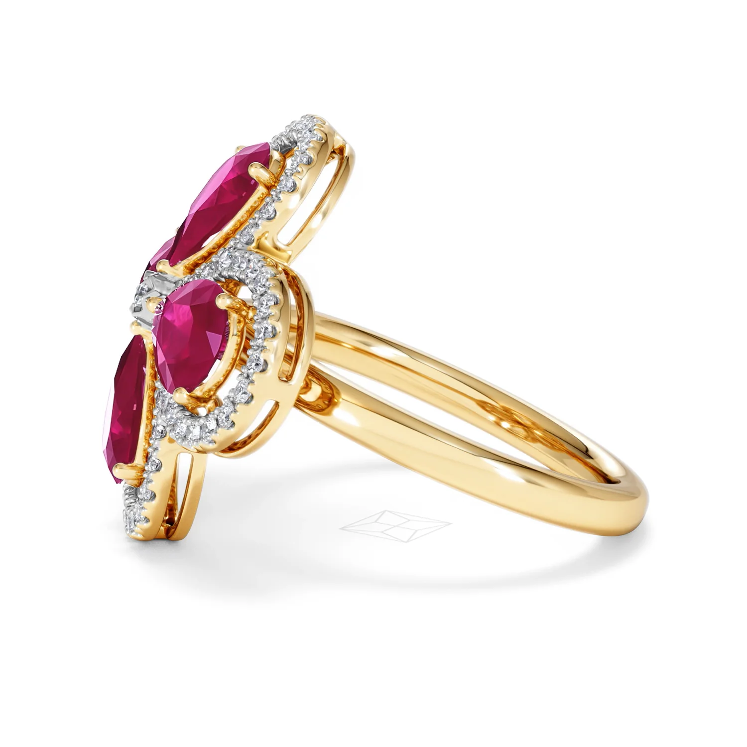 Bloom 3.30ct Lab Ruby and Lab Diamond Ring in 18K Yellow Gold - Image 71