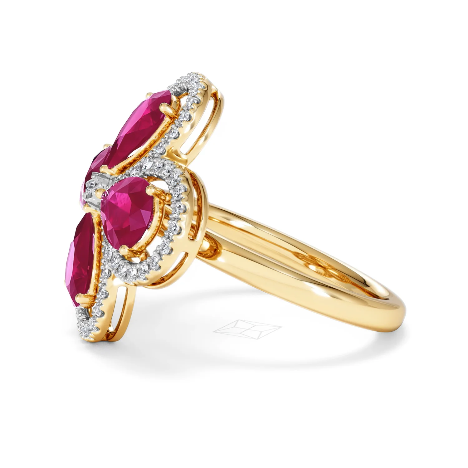 Bloom 3.30ct Lab Ruby and Lab Diamond Ring in 18K Yellow Gold - Image 72