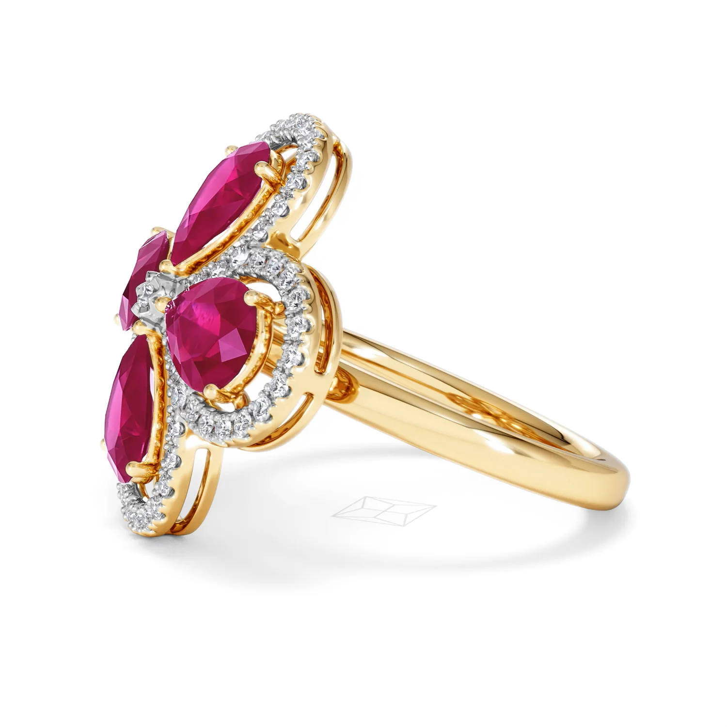 Bloom 3.30ct Lab Ruby and Lab Diamond Ring in 18K Yellow Gold - Image 73