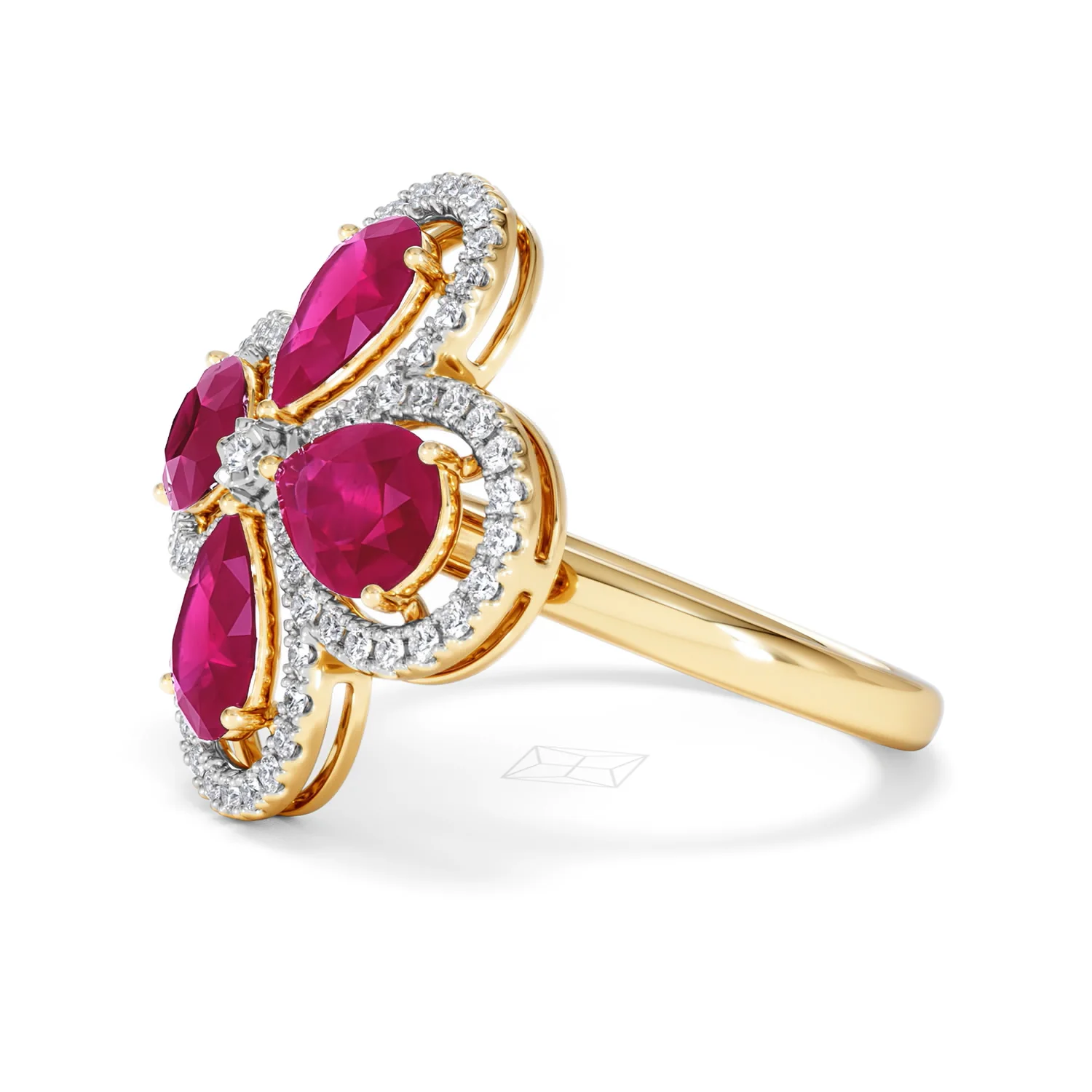 Bloom 3.30ct Lab Ruby and Lab Diamond Ring in 18K Yellow Gold - Image 75