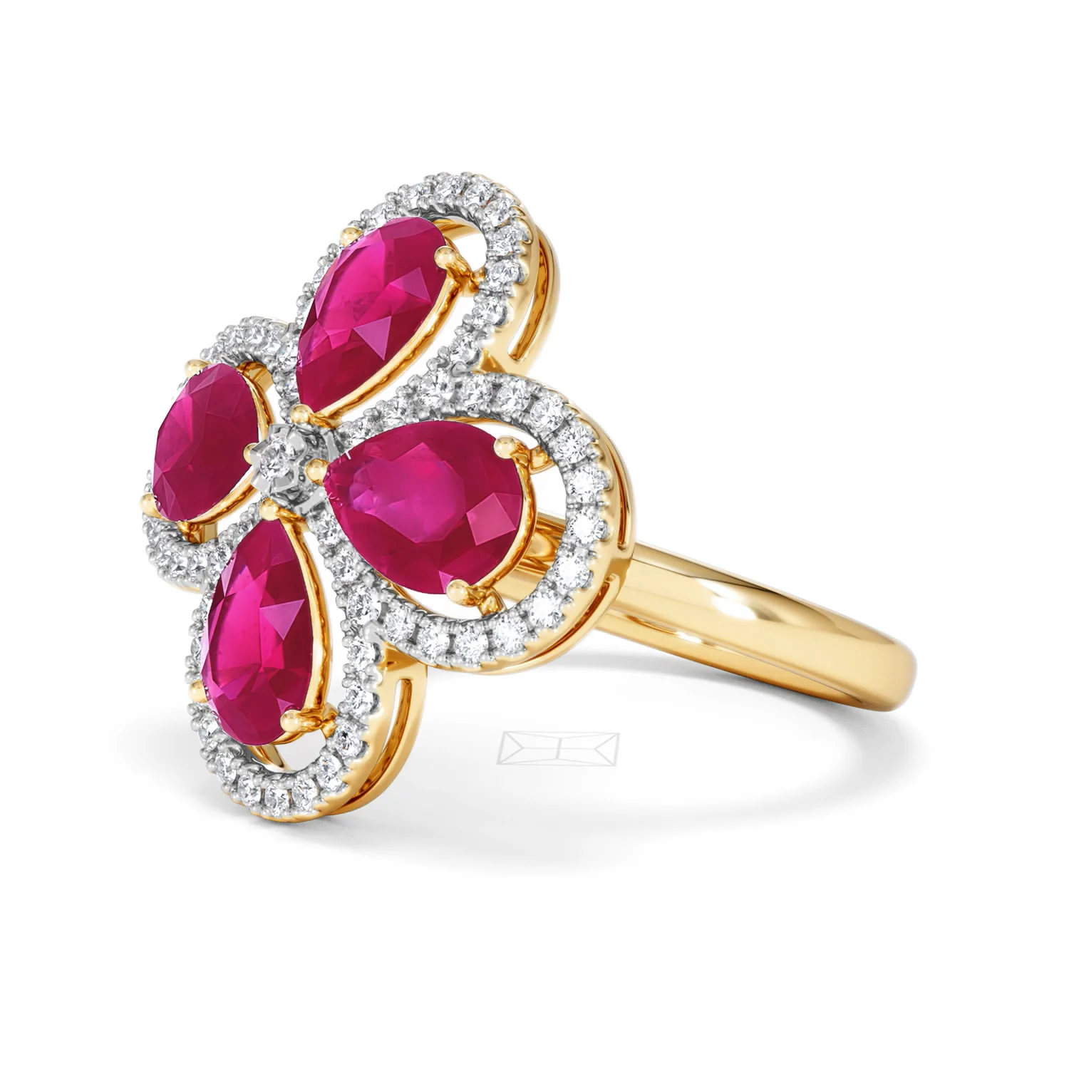 Bloom 3.30ct Lab Ruby and Lab Diamond Ring in 18K Yellow Gold - Image 78