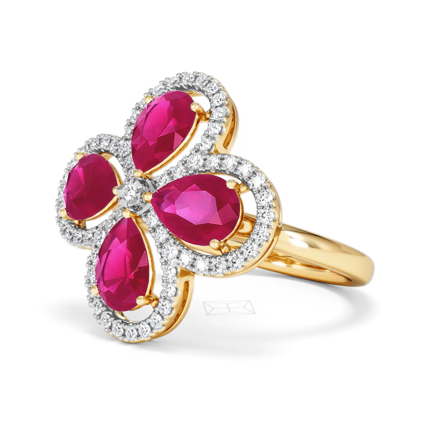 Bloom 3.30ct Lab Ruby and Lab Diamond Ring in 18K Yellow Gold - Image 80