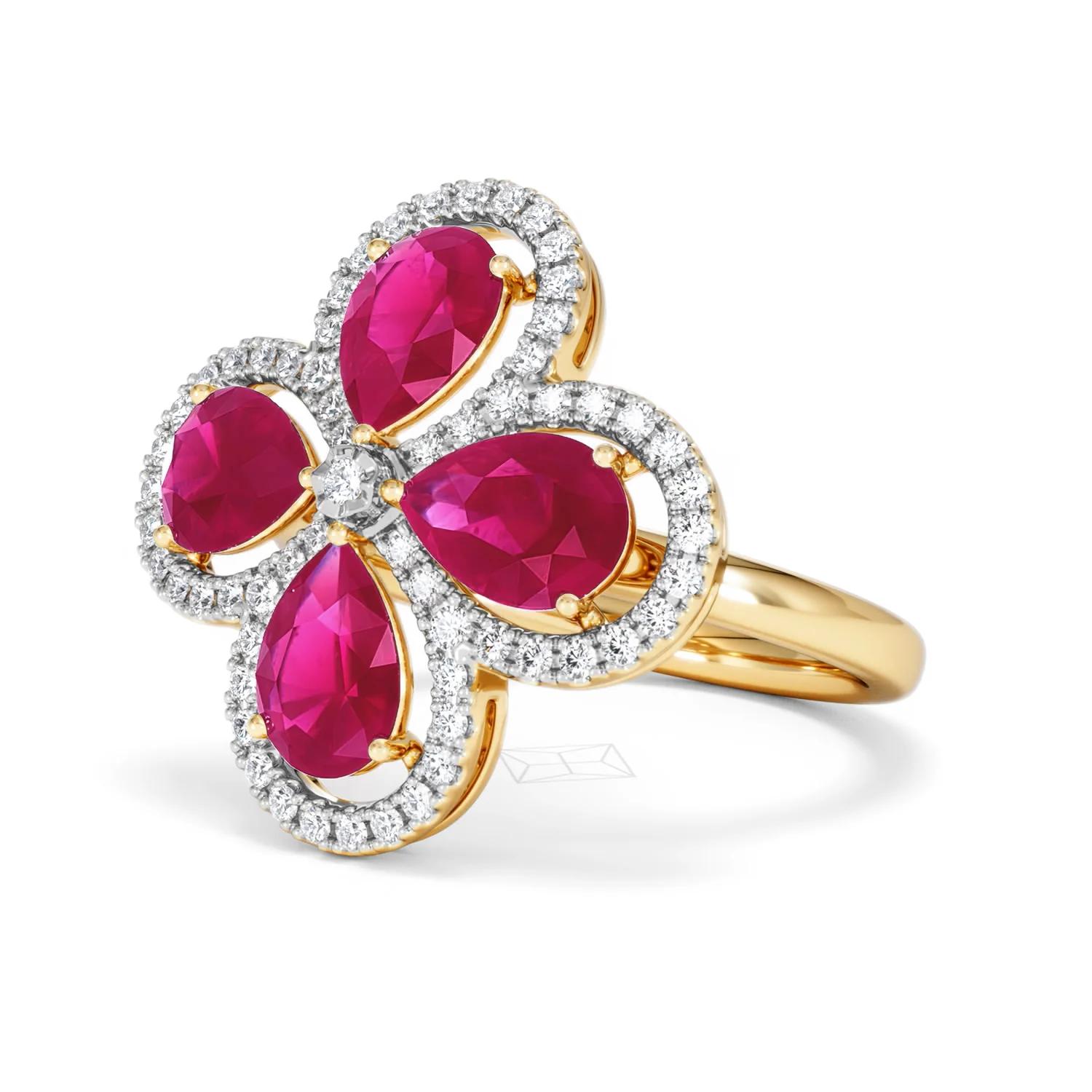 Bloom 3.30ct Lab Ruby and Lab Diamond Ring in 18K Yellow Gold - Image 81