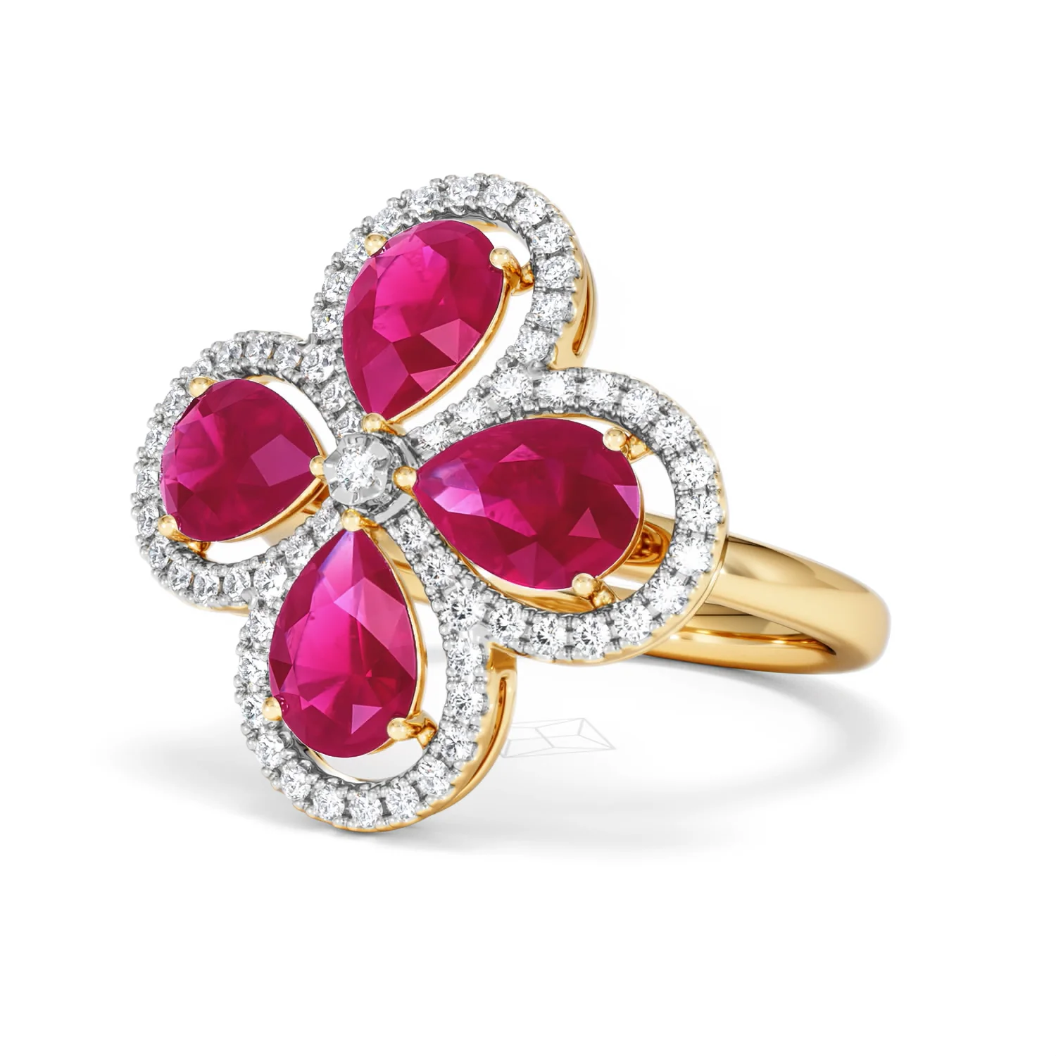 Bloom 3.30ct Lab Ruby and Lab Diamond Ring in 18K Yellow Gold - Image 82