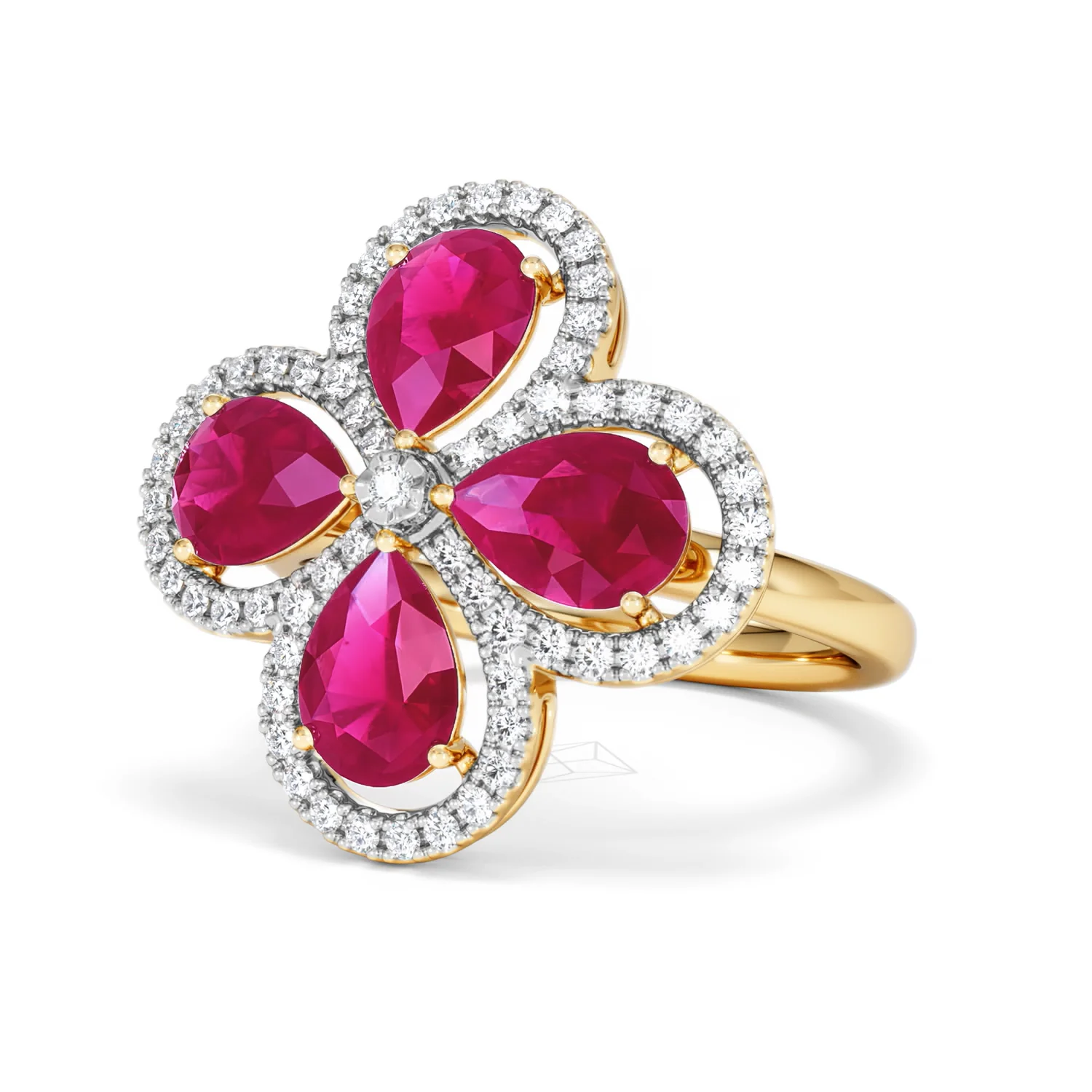 Bloom 3.30ct Lab Ruby and Lab Diamond Ring in 18K Yellow Gold - Image 83