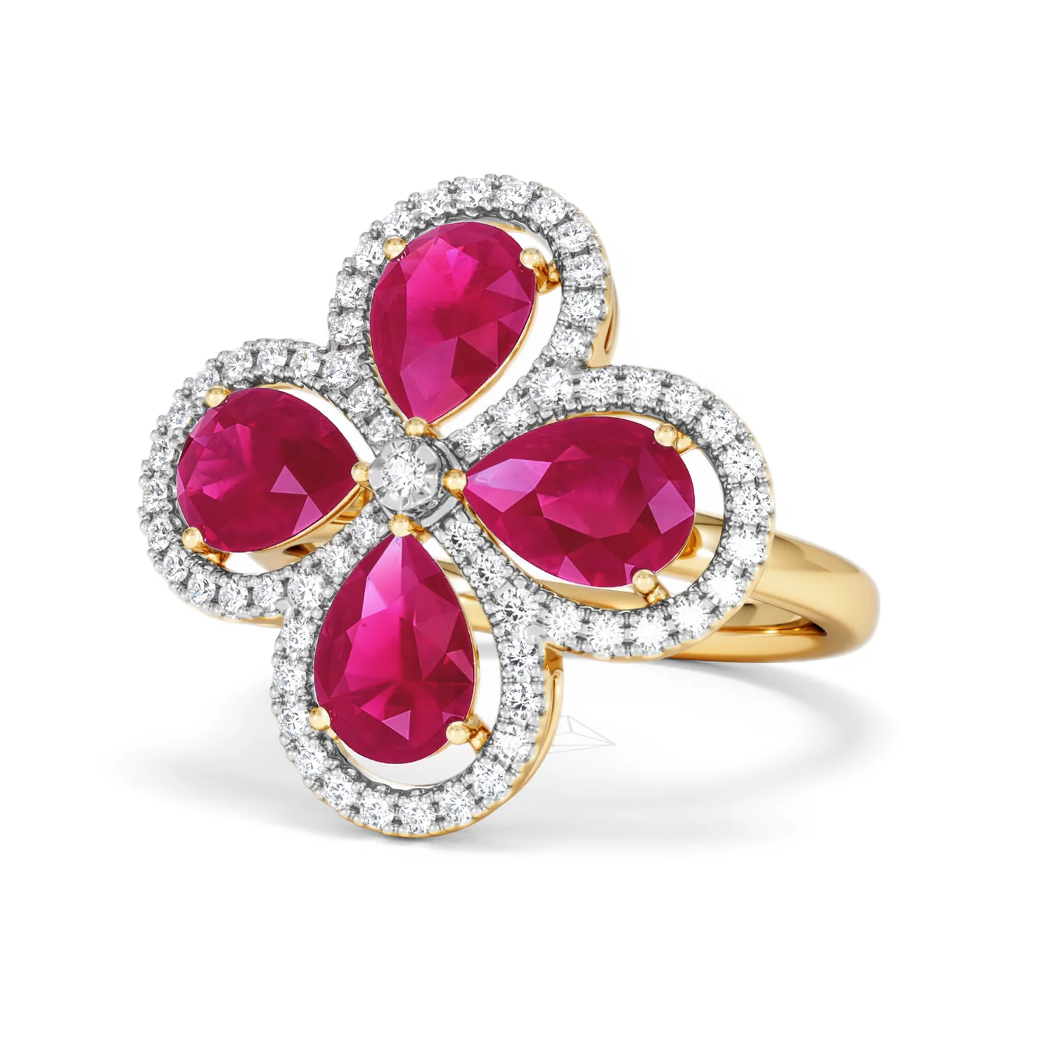 Bloom 3.30ct Lab Ruby and Lab Diamond Ring in 18K Yellow Gold - Image 84
