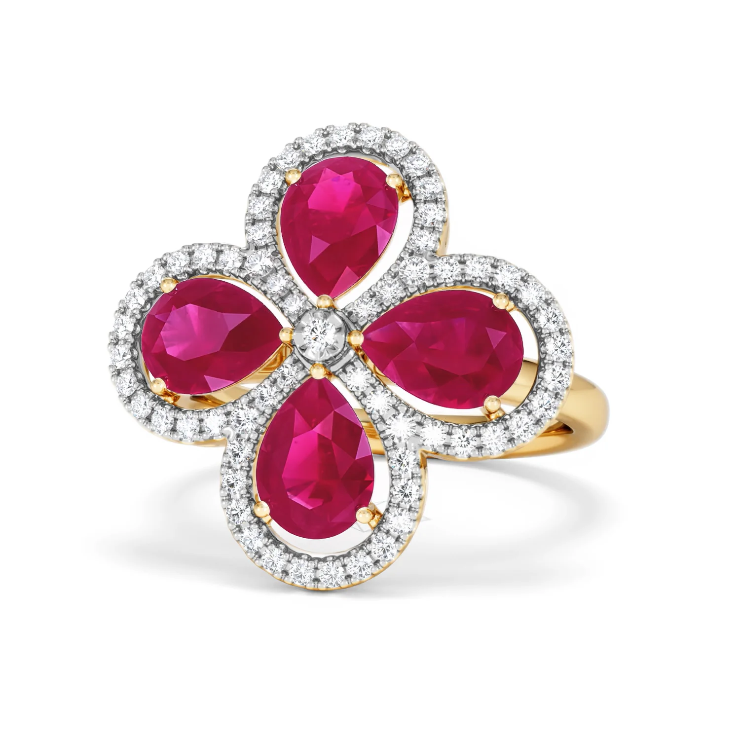 Bloom 3.30ct Lab Ruby and Lab Diamond Ring in 18K Yellow Gold - Image 86