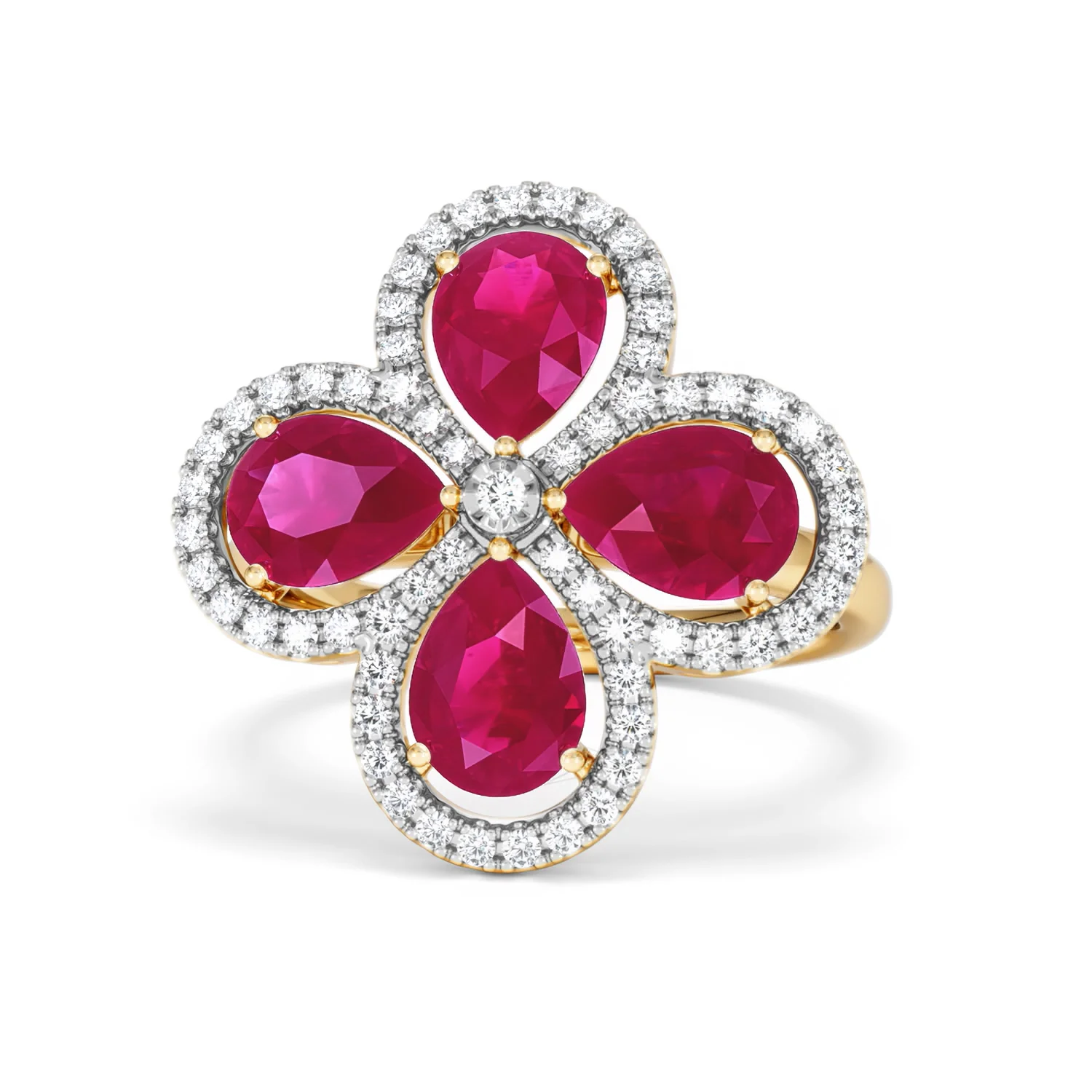 Bloom 3.30ct Lab Ruby and Lab Diamond Ring in 18K Yellow Gold - Image 87