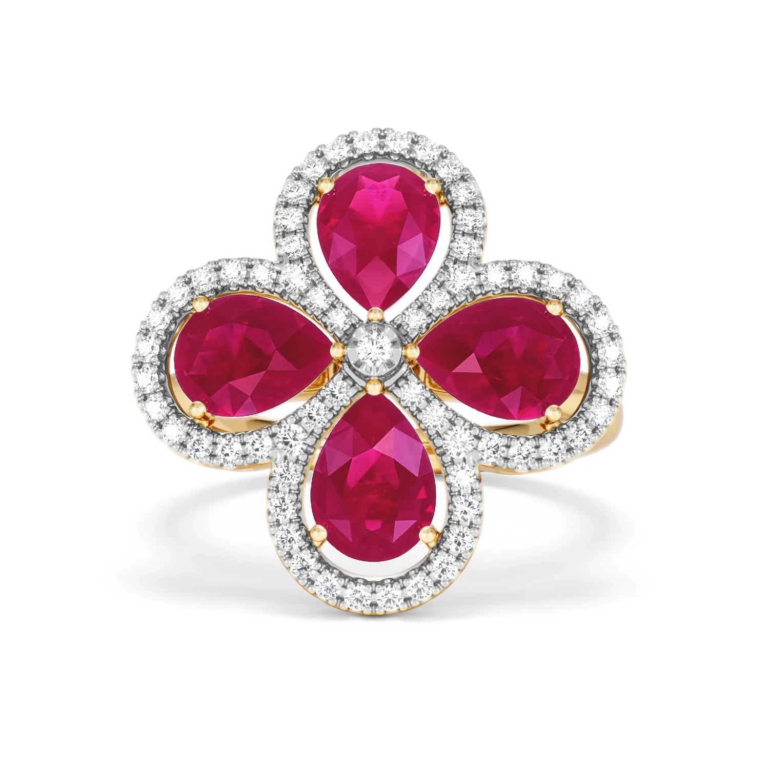 Bloom 3.30ct Lab Ruby and Lab Diamond Ring in 18K Yellow Gold - Image 88