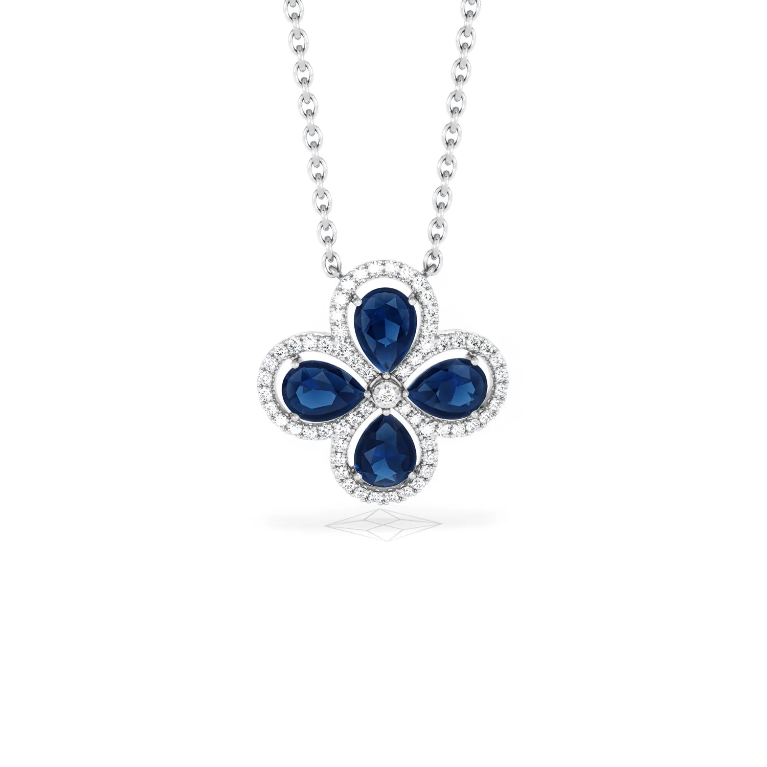 Bloom 3.40ct Lab Sapphire and Lab Diamond Necklace in 18K White Gold - Image 10