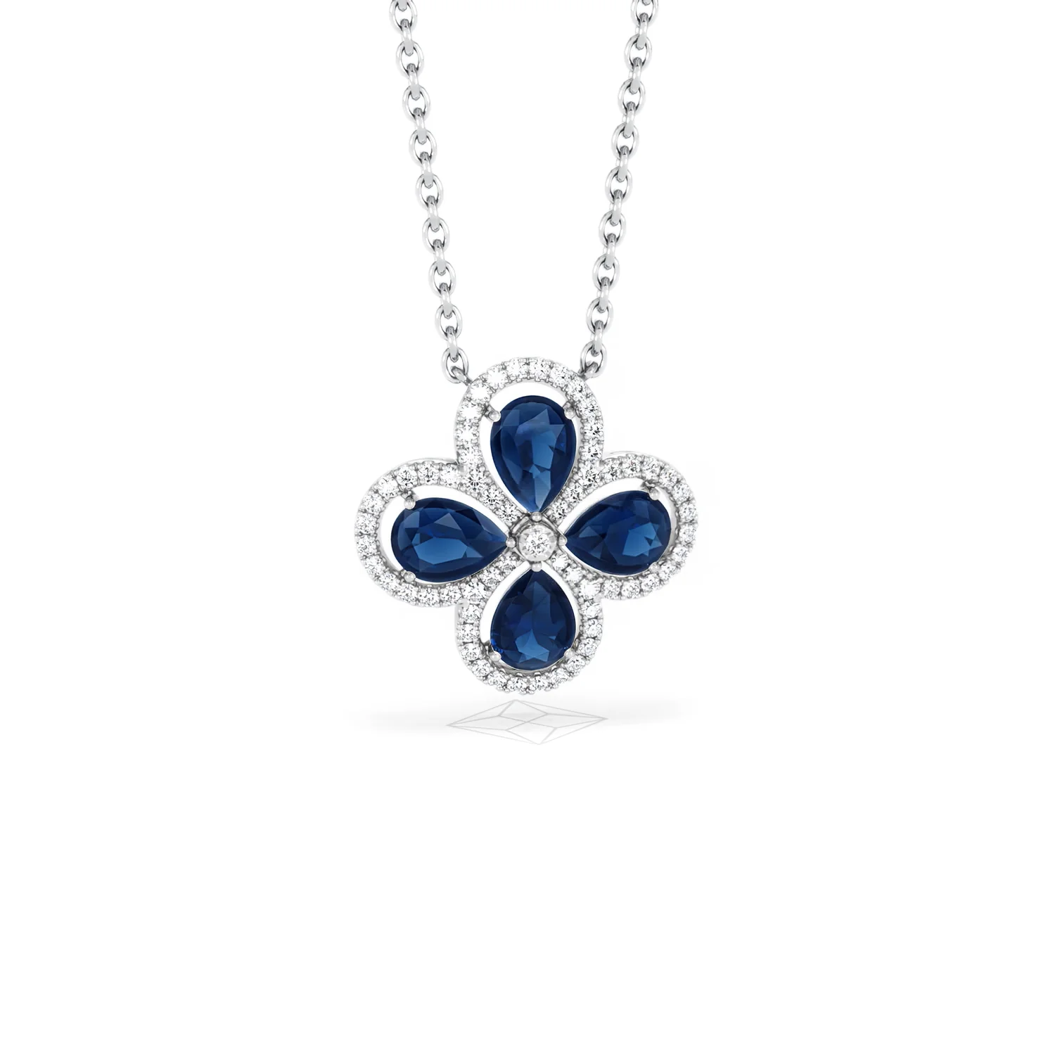 Bloom 3.40ct Lab Sapphire and Lab Diamond Necklace in 18K White Gold - Image 11