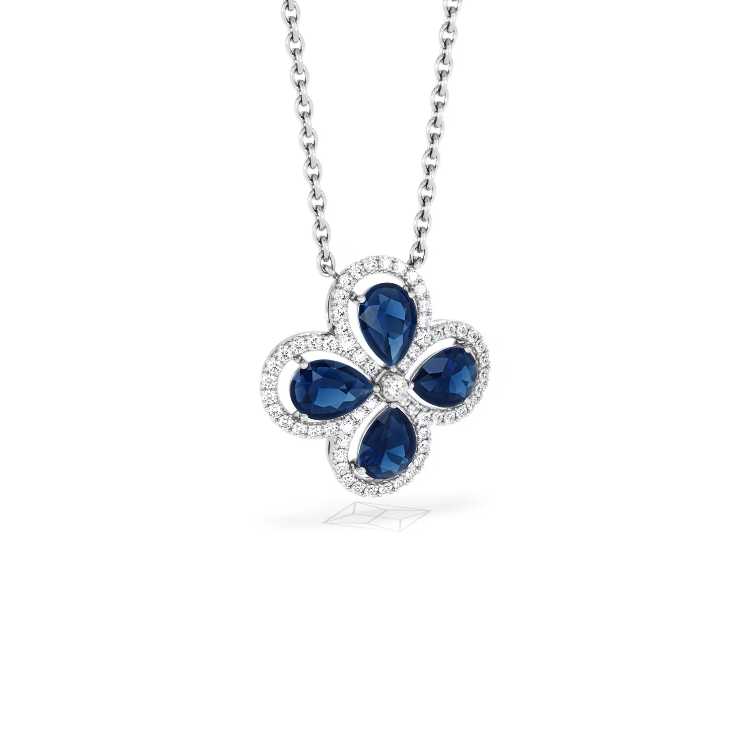 Bloom 3.40ct Lab Sapphire and Lab Diamond Necklace in 18K White Gold - Image 14
