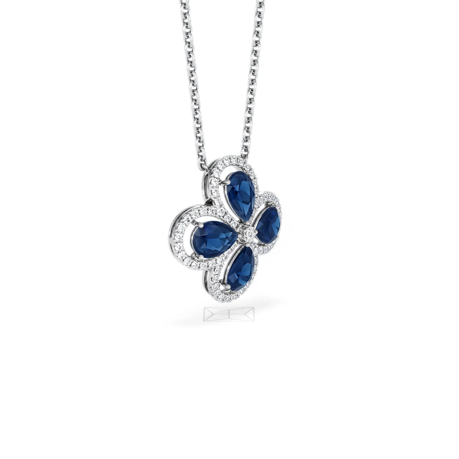Bloom 3.40ct Lab Sapphire and Lab Diamond Necklace in 18K White Gold - Image 19