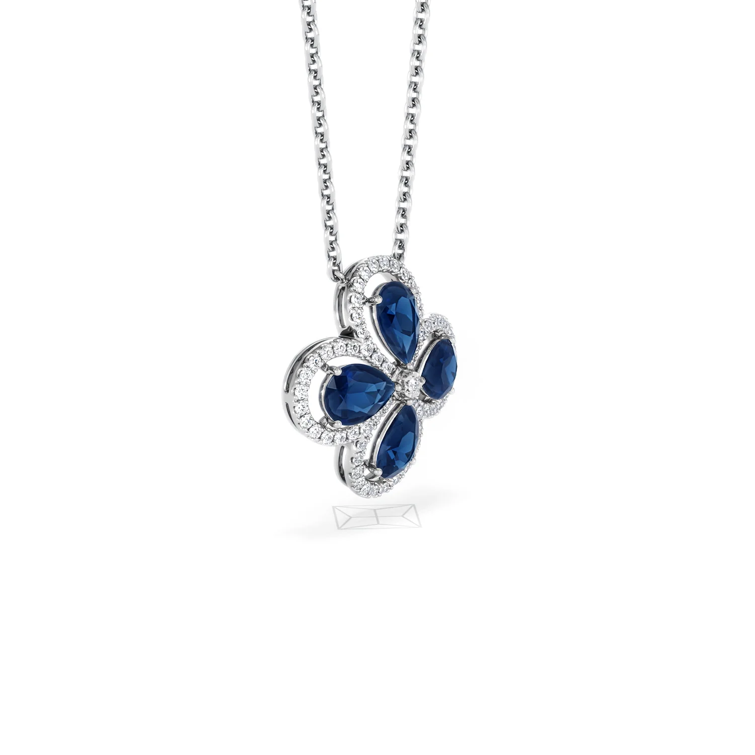 Bloom 3.40ct Lab Sapphire and Lab Diamond Necklace in 18K White Gold - Image 20