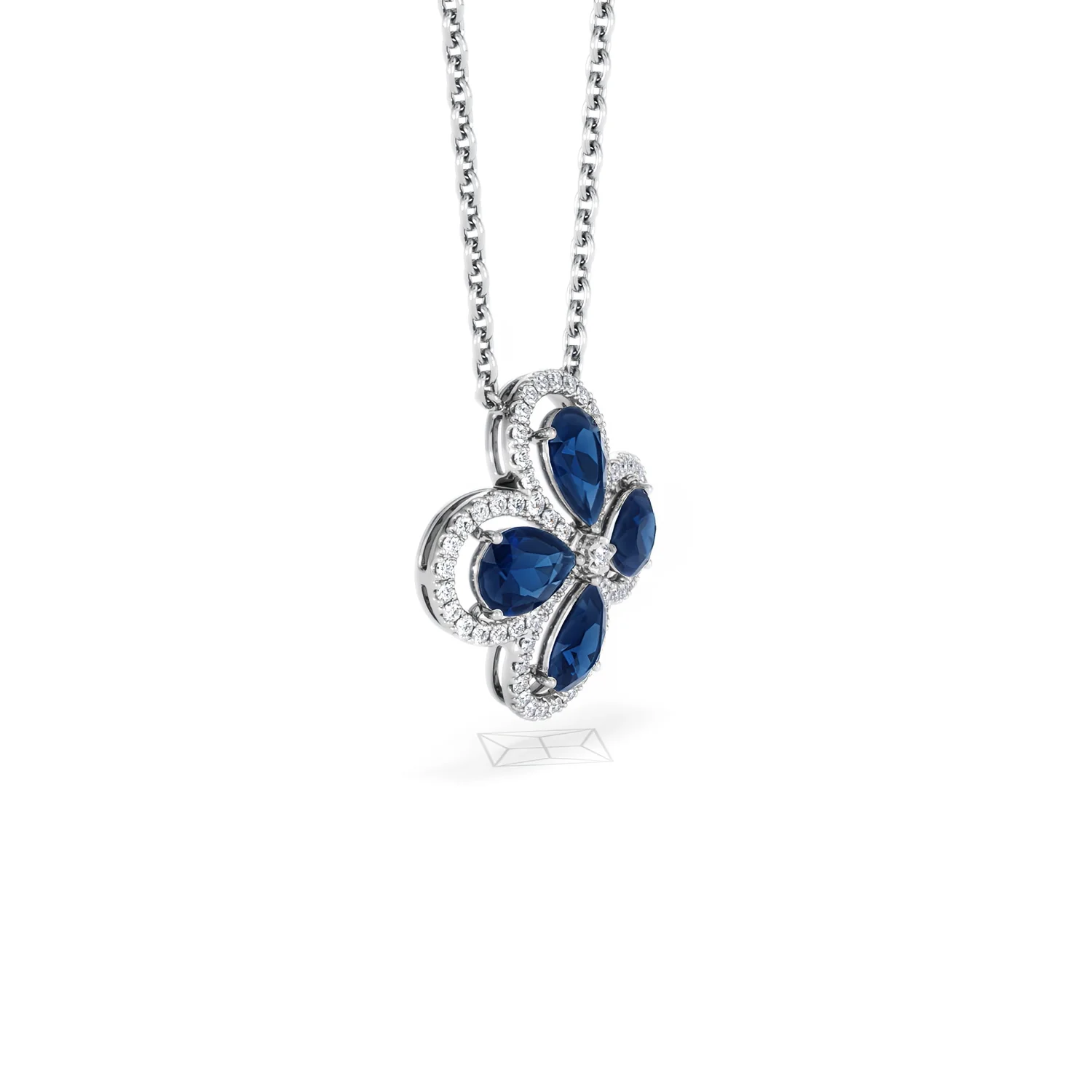 Bloom 3.40ct Lab Sapphire and Lab Diamond Necklace in 18K White Gold - Image 21