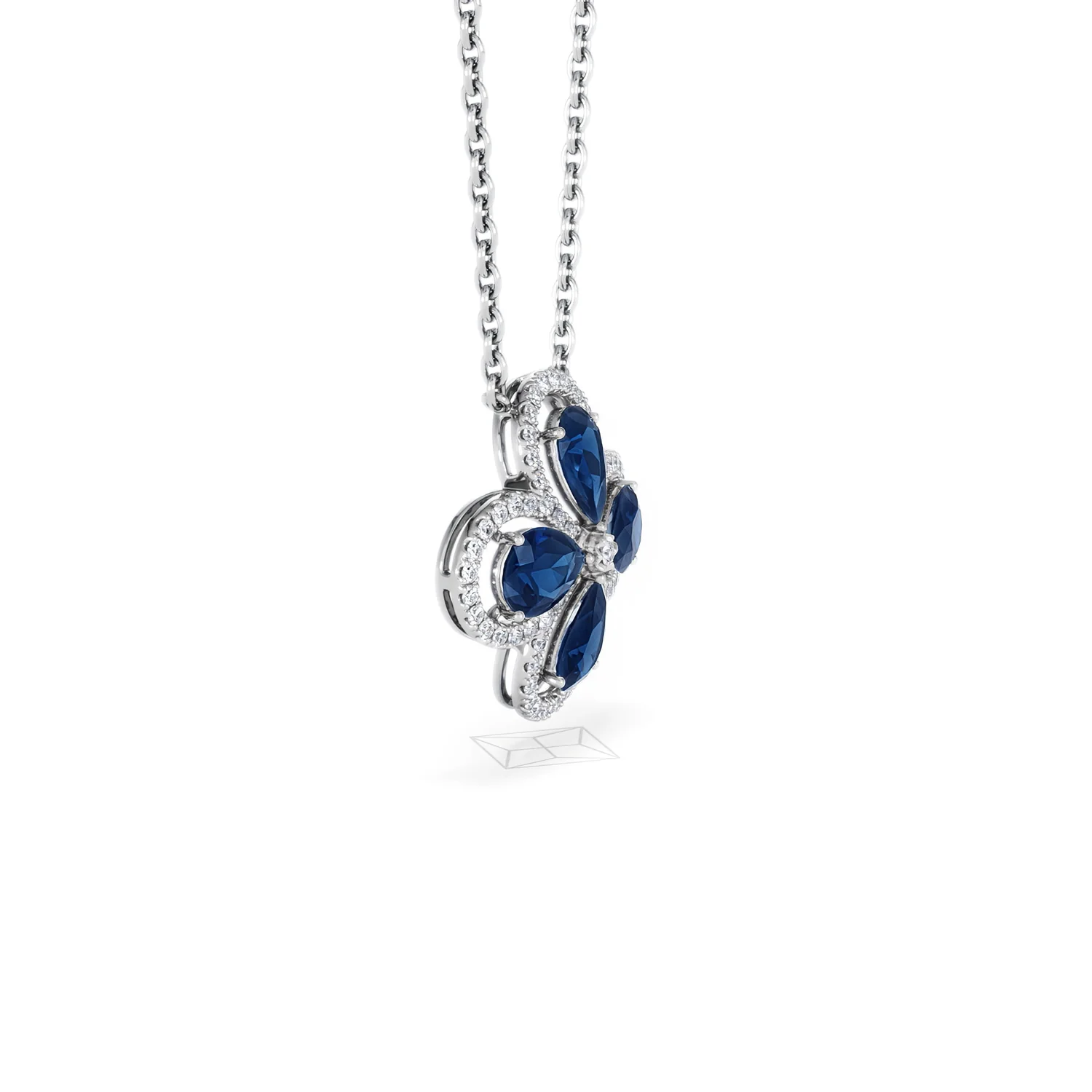 Bloom 3.40ct Lab Sapphire and Lab Diamond Necklace in 18K White Gold - Image 23