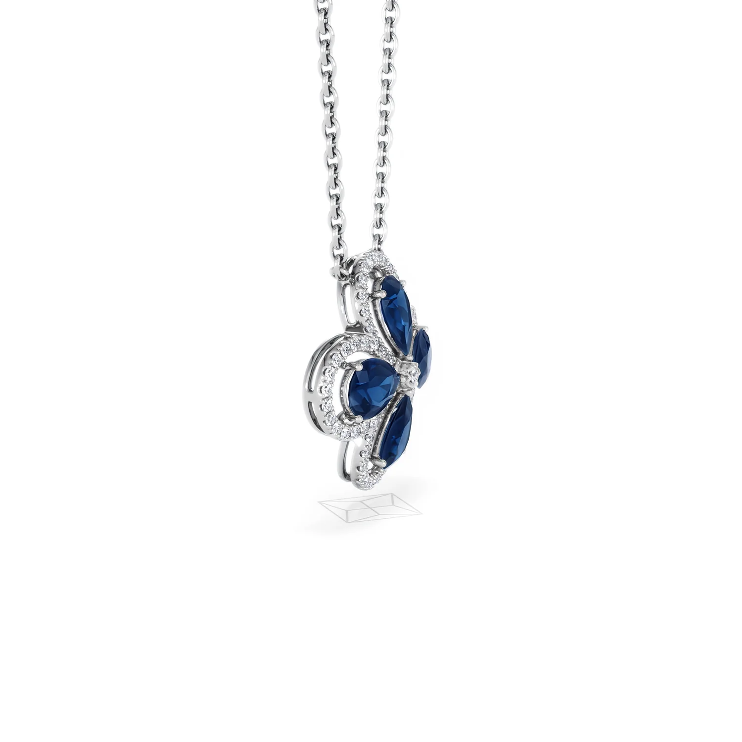 Bloom 3.40ct Lab Sapphire and Lab Diamond Necklace in 18K White Gold - Image 24