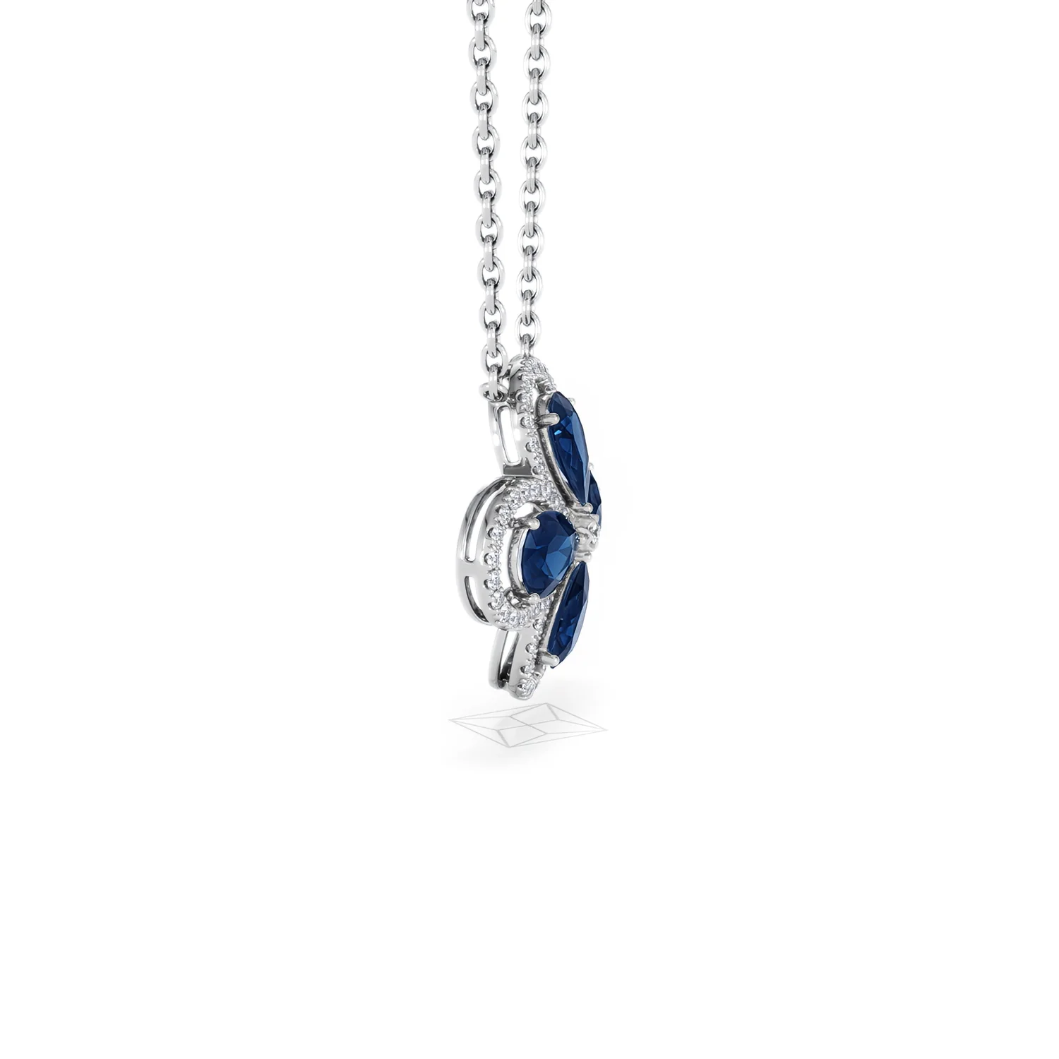 Bloom 3.40ct Lab Sapphire and Lab Diamond Necklace in 18K White Gold - Image 26