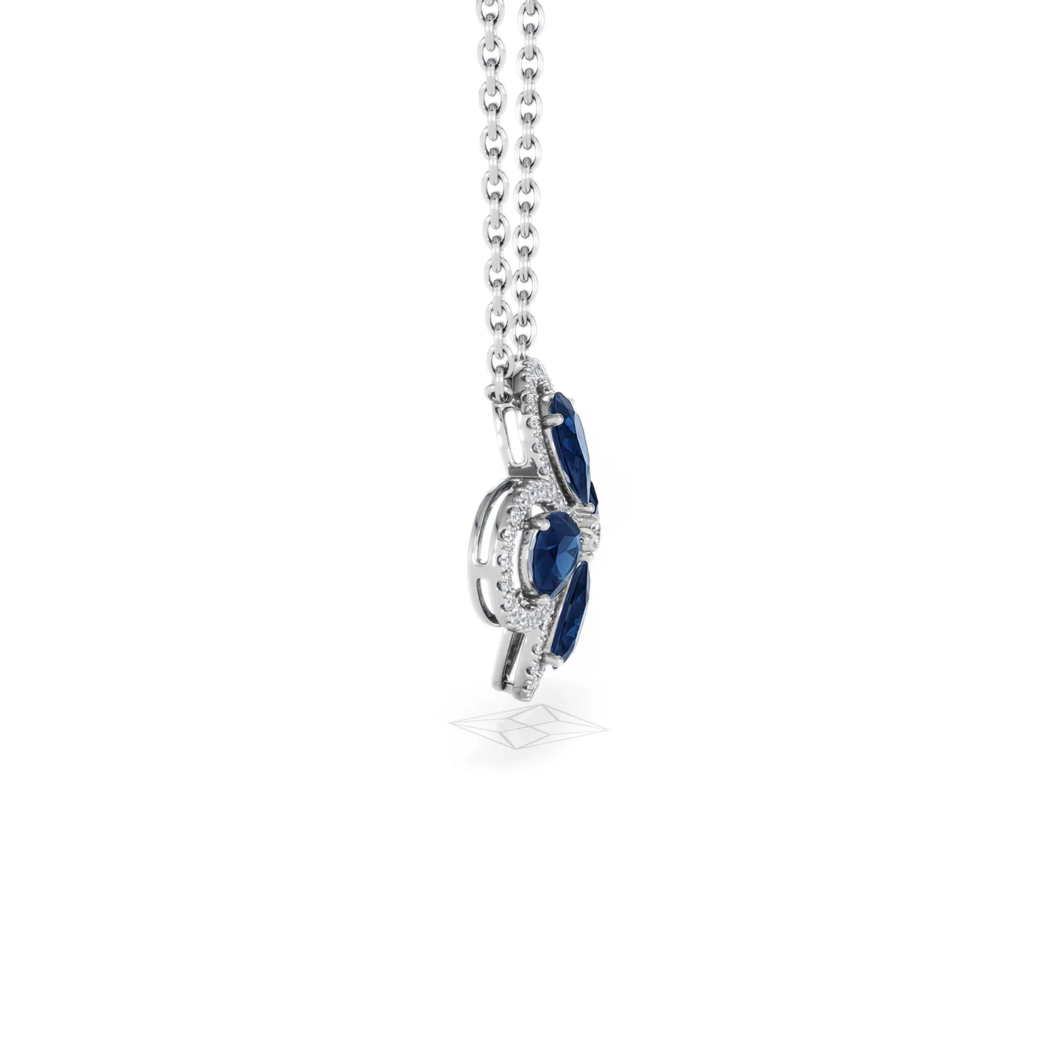 Bloom 3.40ct Lab Sapphire and Lab Diamond Necklace in 18K White Gold - Image 27