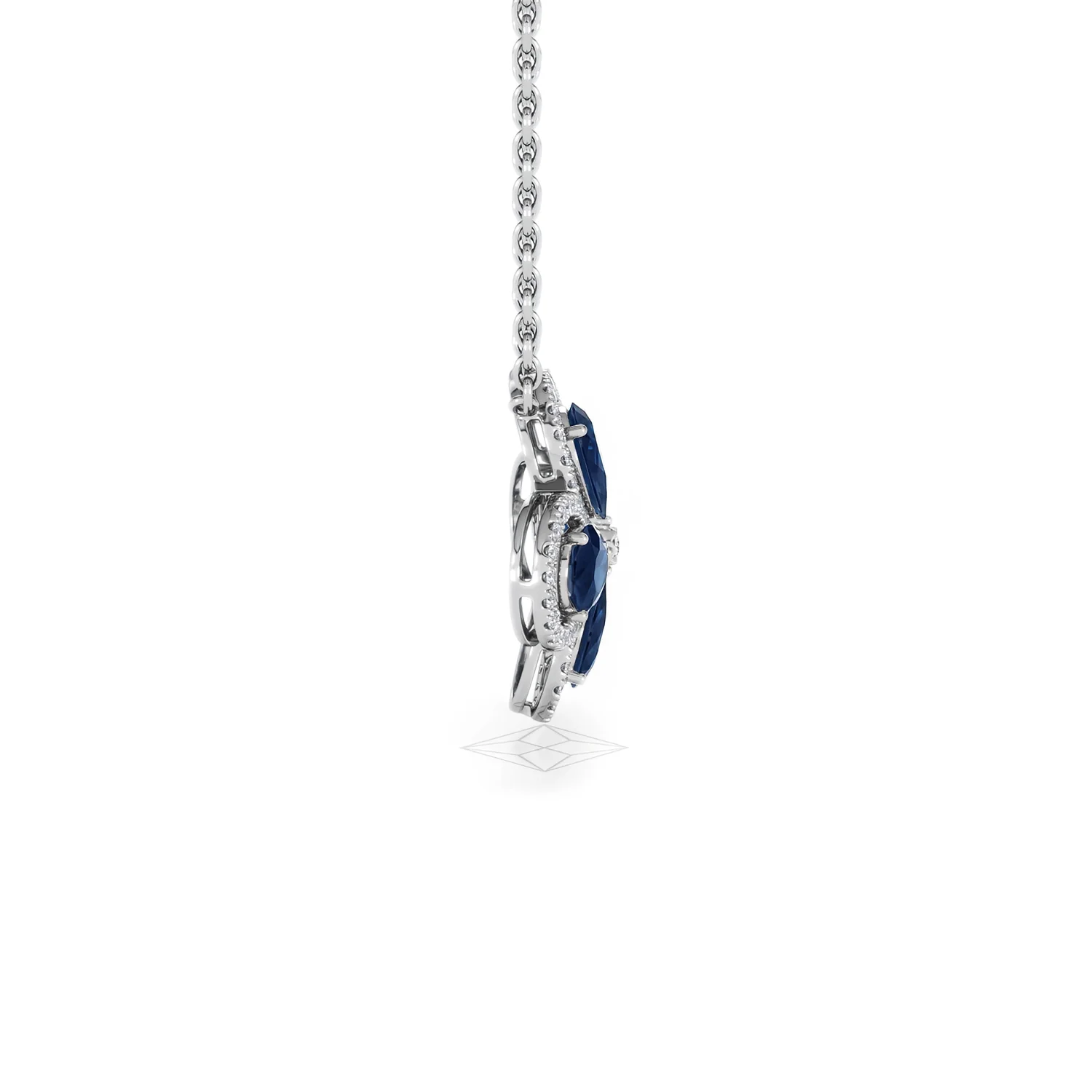 Bloom 3.40ct Lab Sapphire and Lab Diamond Necklace in 18K White Gold - Image 29