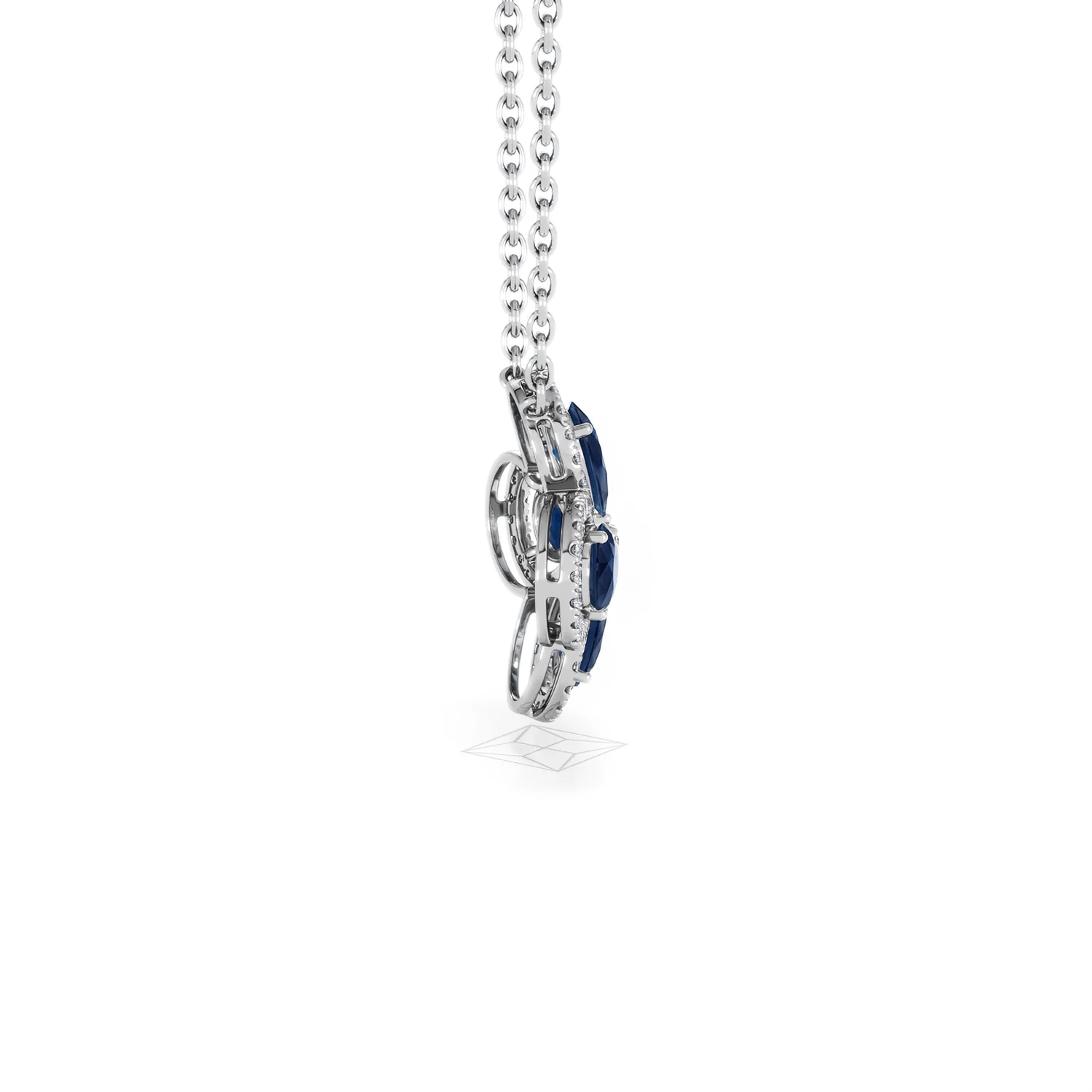 Bloom 3.40ct Lab Sapphire and Lab Diamond Necklace in 18K White Gold - Image 31