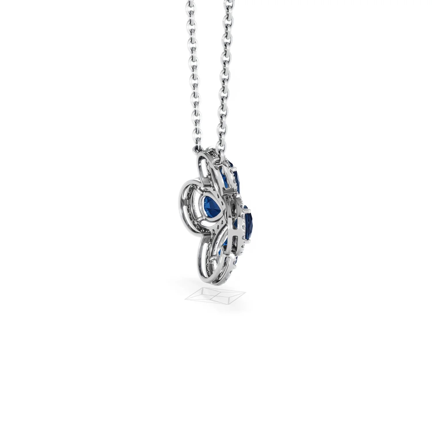Bloom 3.40ct Lab Sapphire and Lab Diamond Necklace in 18K White Gold - Image 34