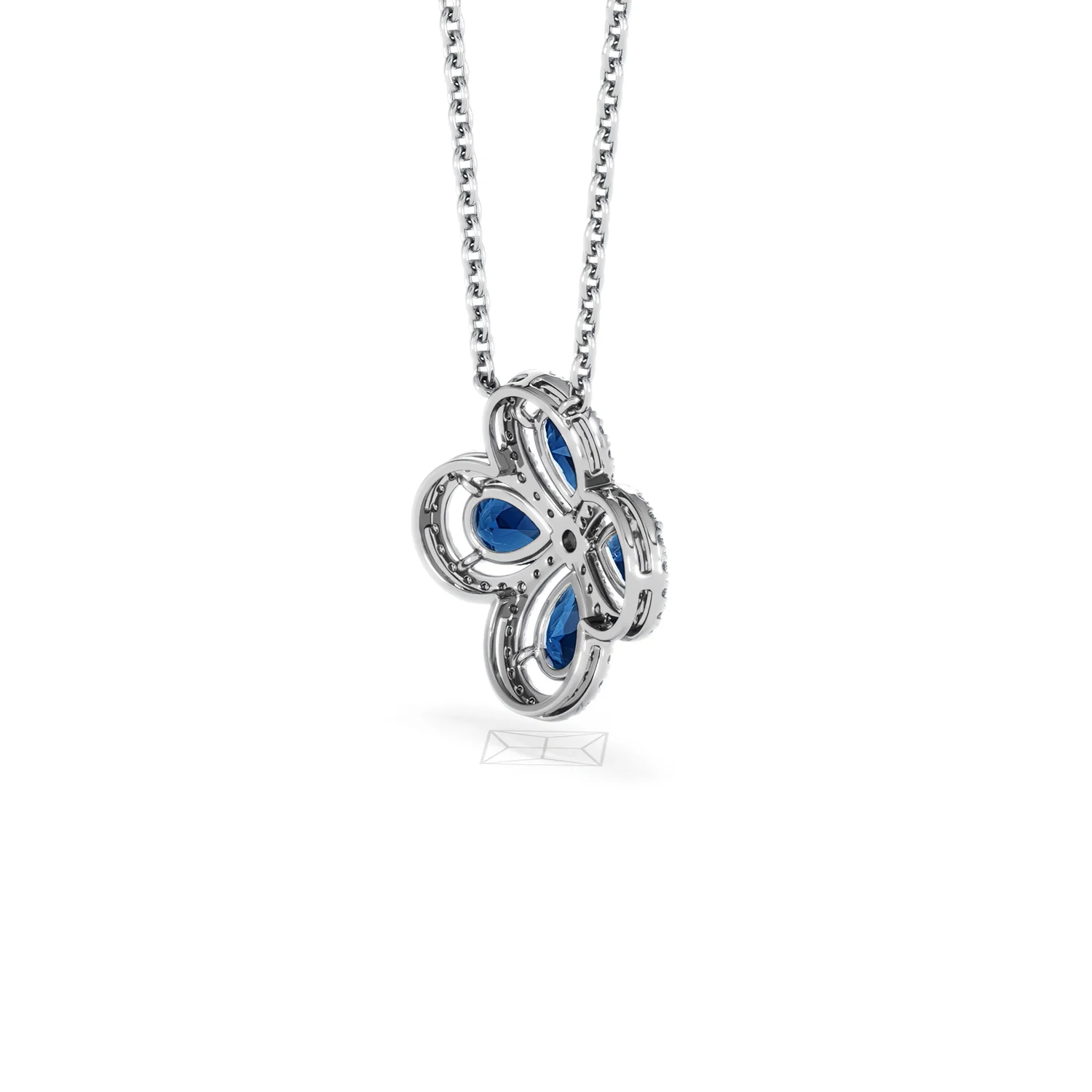Bloom 3.40ct Lab Sapphire and Lab Diamond Necklace in 18K White Gold - Image 38