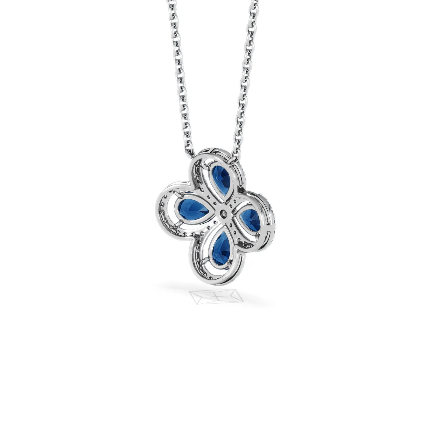 Bloom 3.40ct Lab Sapphire and Lab Diamond Necklace in 18K White Gold - Image 41