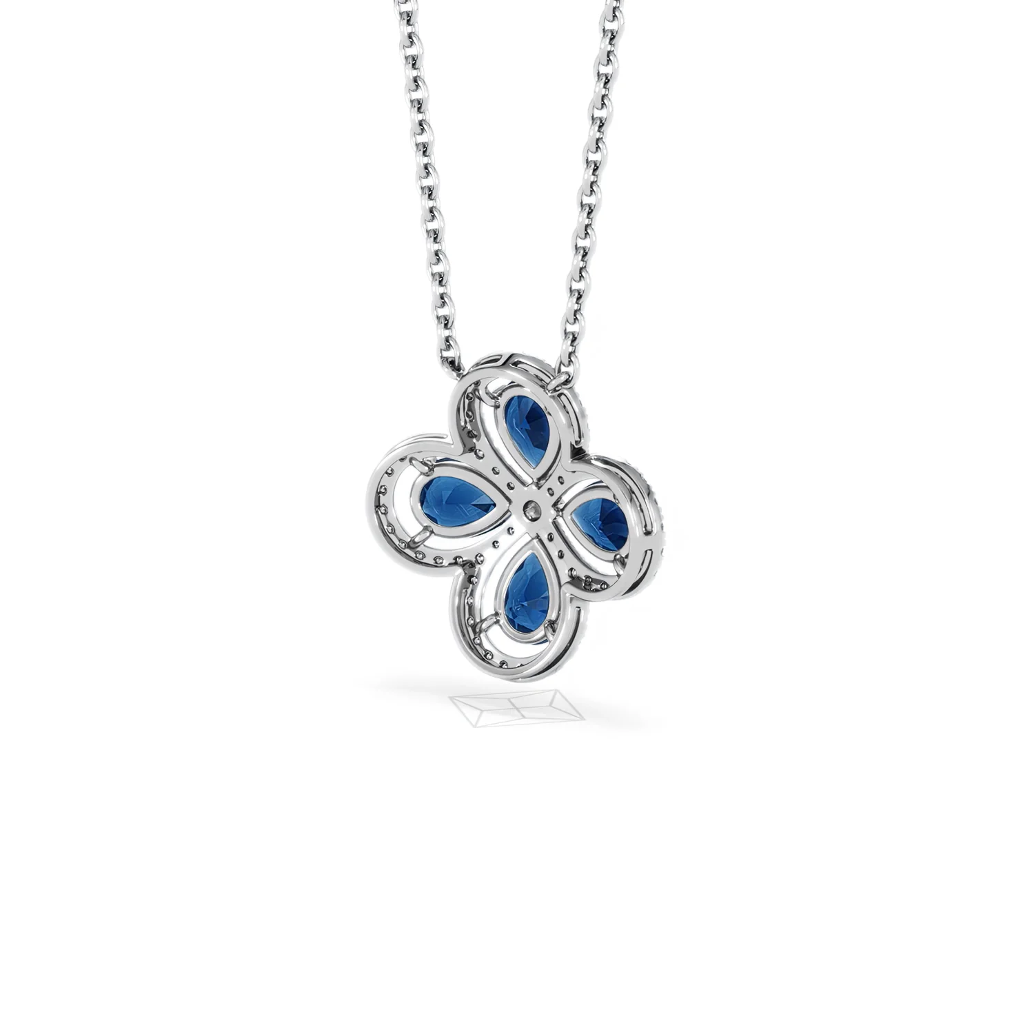 Bloom 3.40ct Lab Sapphire and Lab Diamond Necklace in 18K White Gold - Image 42