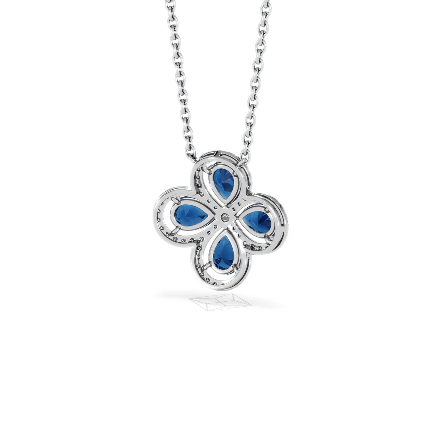 Bloom 3.40ct Lab Sapphire and Lab Diamond Necklace in 18K White Gold - Image 44