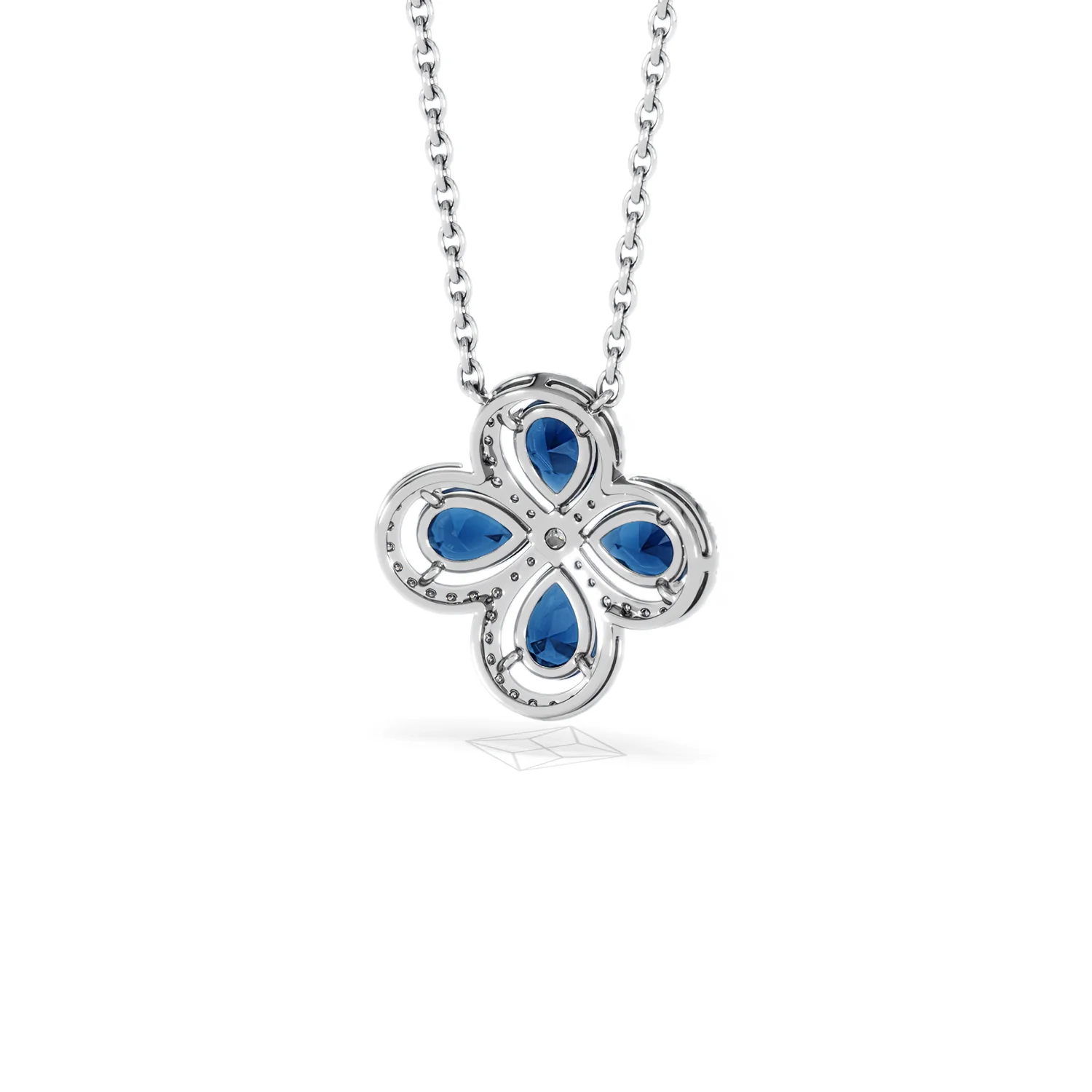 Bloom 3.40ct Lab Sapphire and Lab Diamond Necklace in 18K White Gold - Image 45