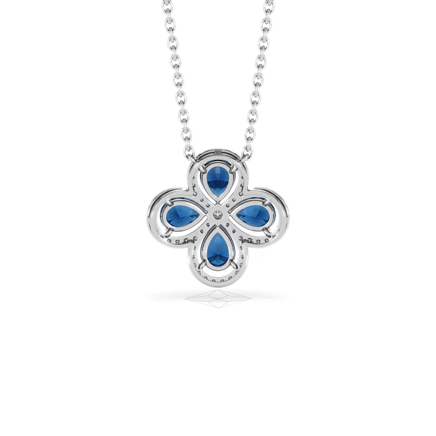 Bloom 3.40ct Lab Sapphire and Lab Diamond Necklace in 18K White Gold - Image 49