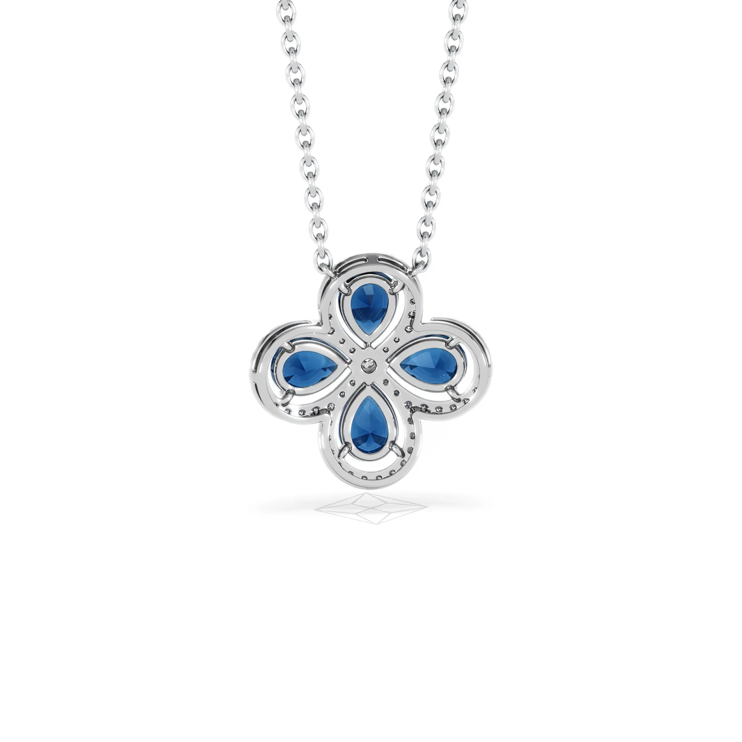 Bloom 3.40ct Lab Sapphire and Lab Diamond Necklace in 18K White Gold - Image 50