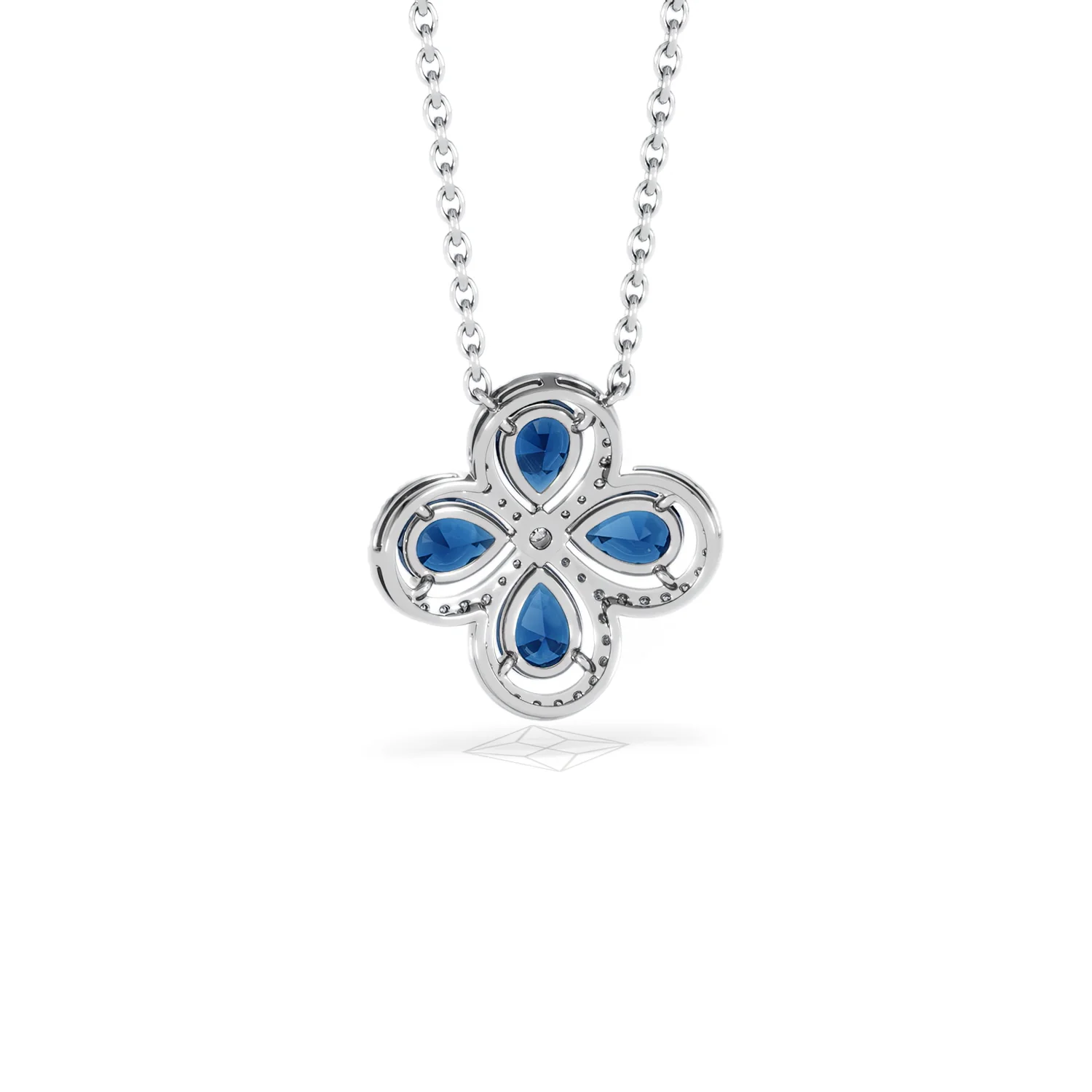 Bloom 3.40ct Lab Sapphire and Lab Diamond Necklace in 18K White Gold - Image 51